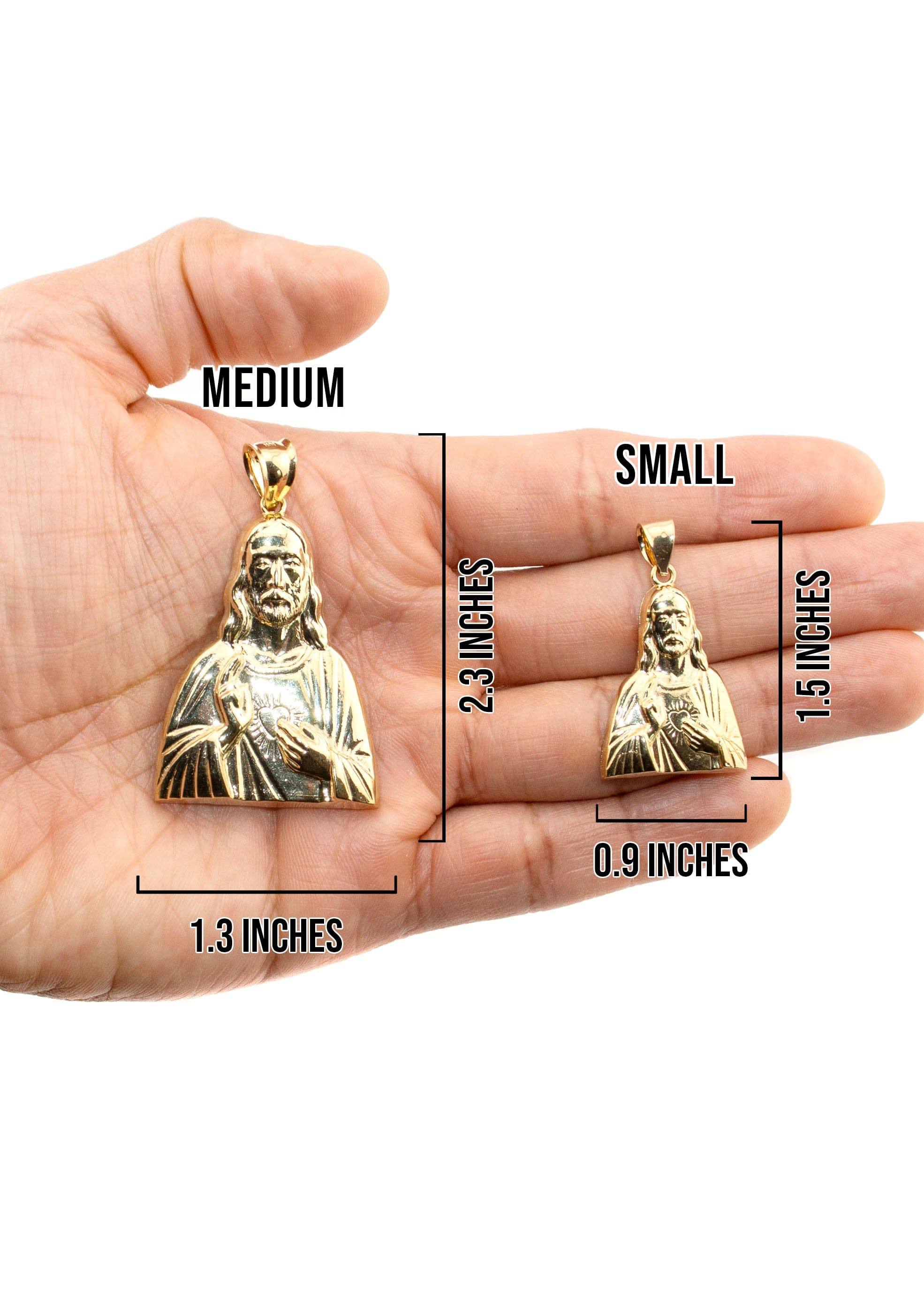 Manufacturer 1 10K Yellow Gold Jesus Head Necklace | Small 8 Grams - Large 17 Grams