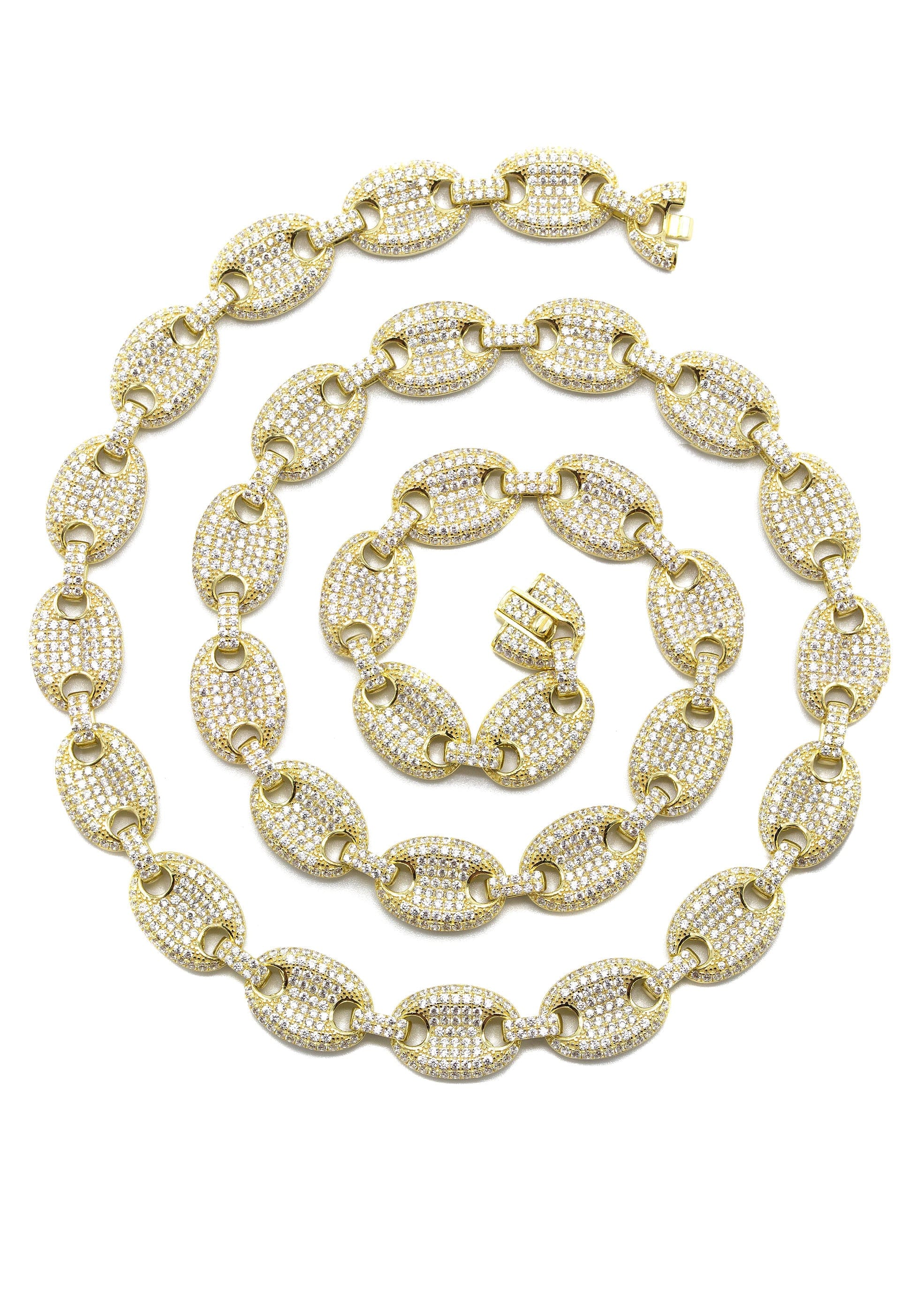 Manufacturer 43 Silver Chain - Gold Iced Out Puff Chain