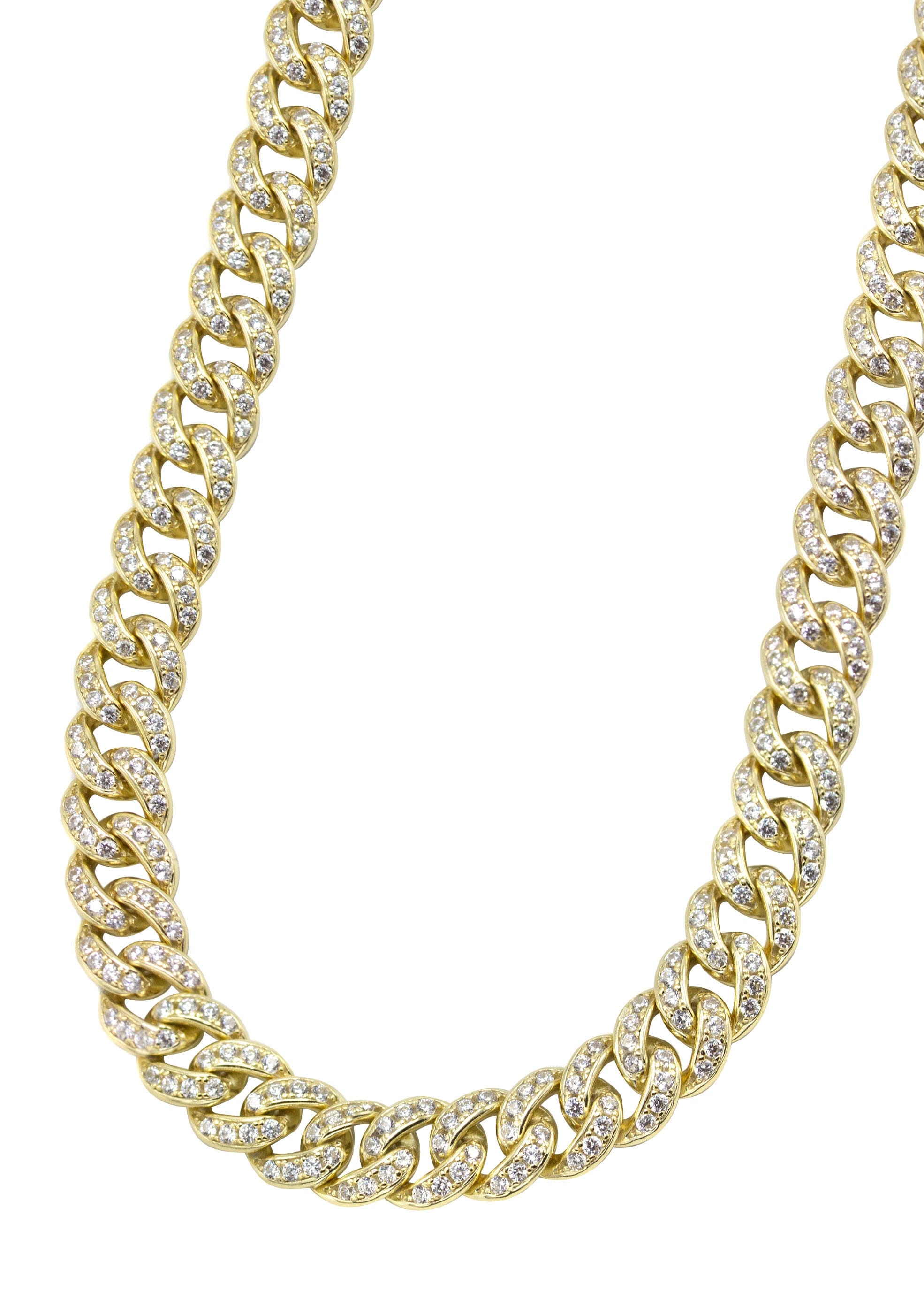 Manufacturer 43 Silver Chain - Gold Single Row Iced Out Miami Cuban Link Chain
