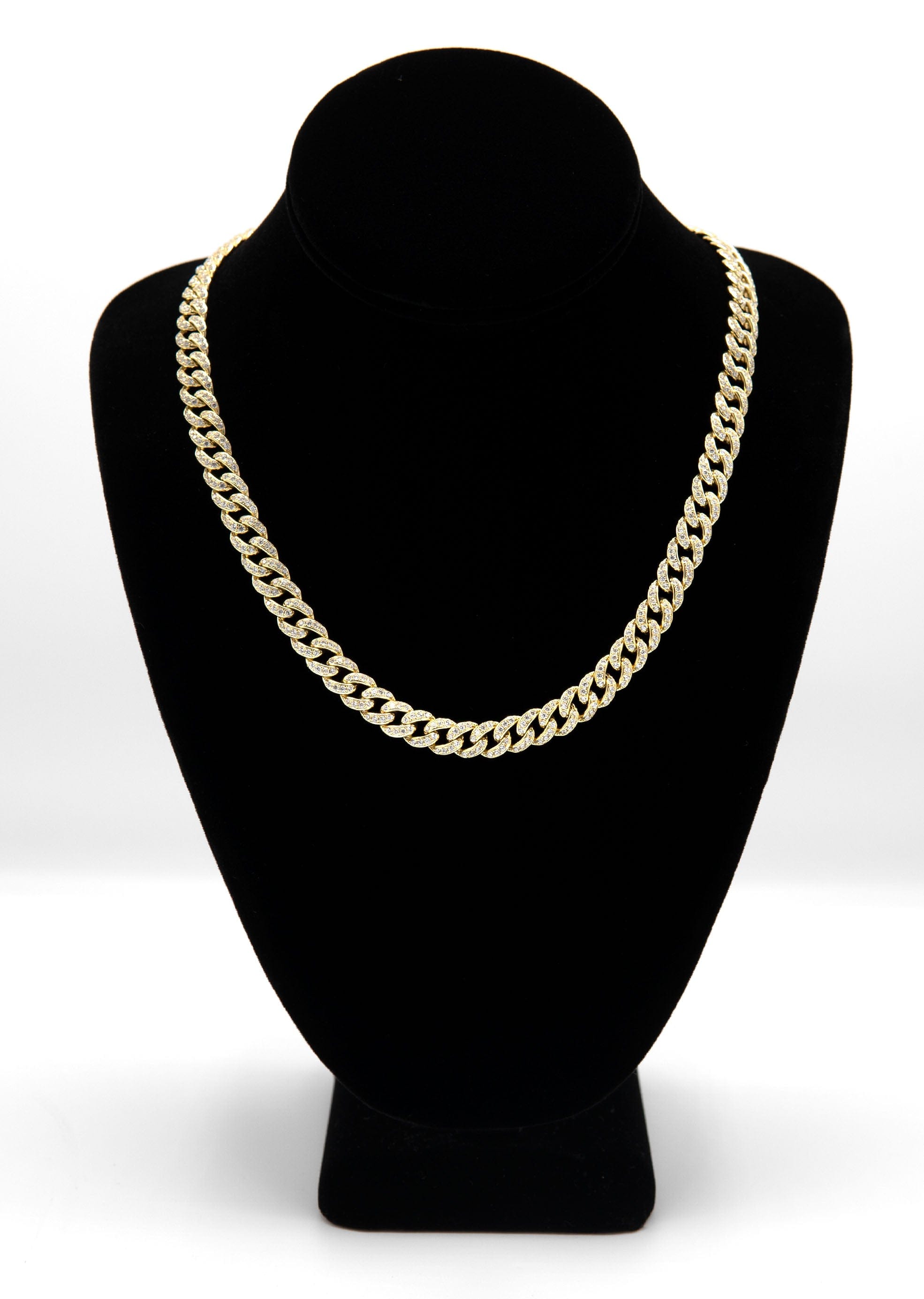 Manufacturer 43 Silver Chain - Gold Single Row Iced Out Miami Cuban Link Chain