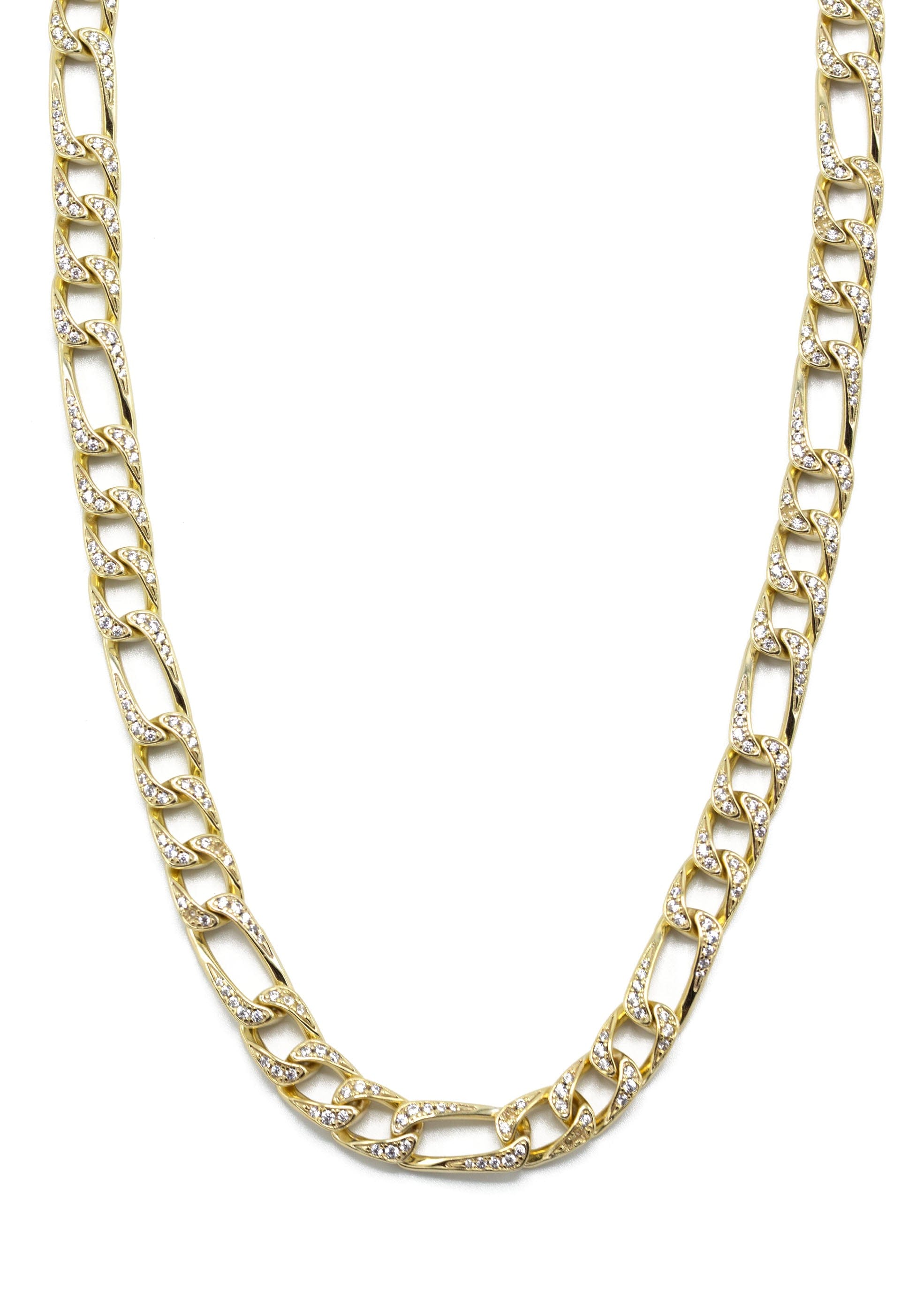 Manufacturer 43 Silver Chain - Gold Iced Out Figaro Chain