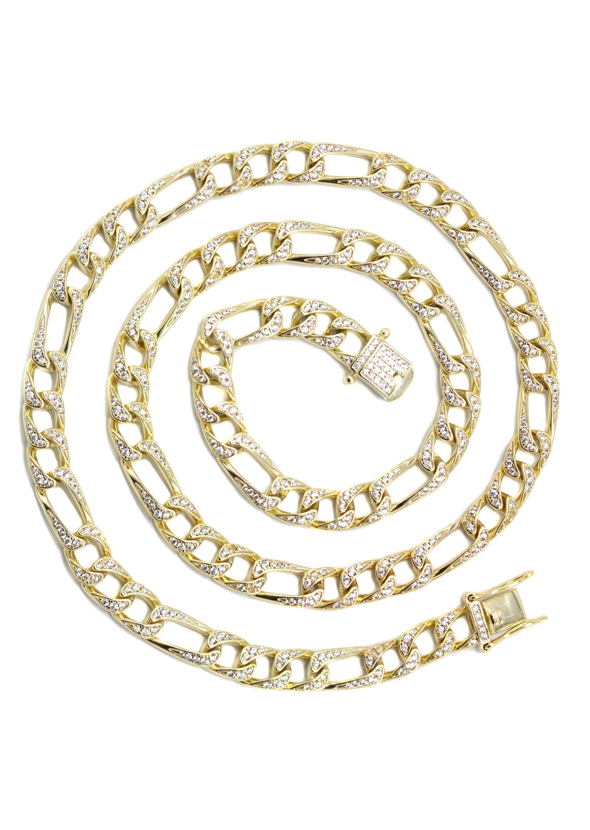 Manufacturer 43 Silver Chain - Gold Iced Out Figaro Chain