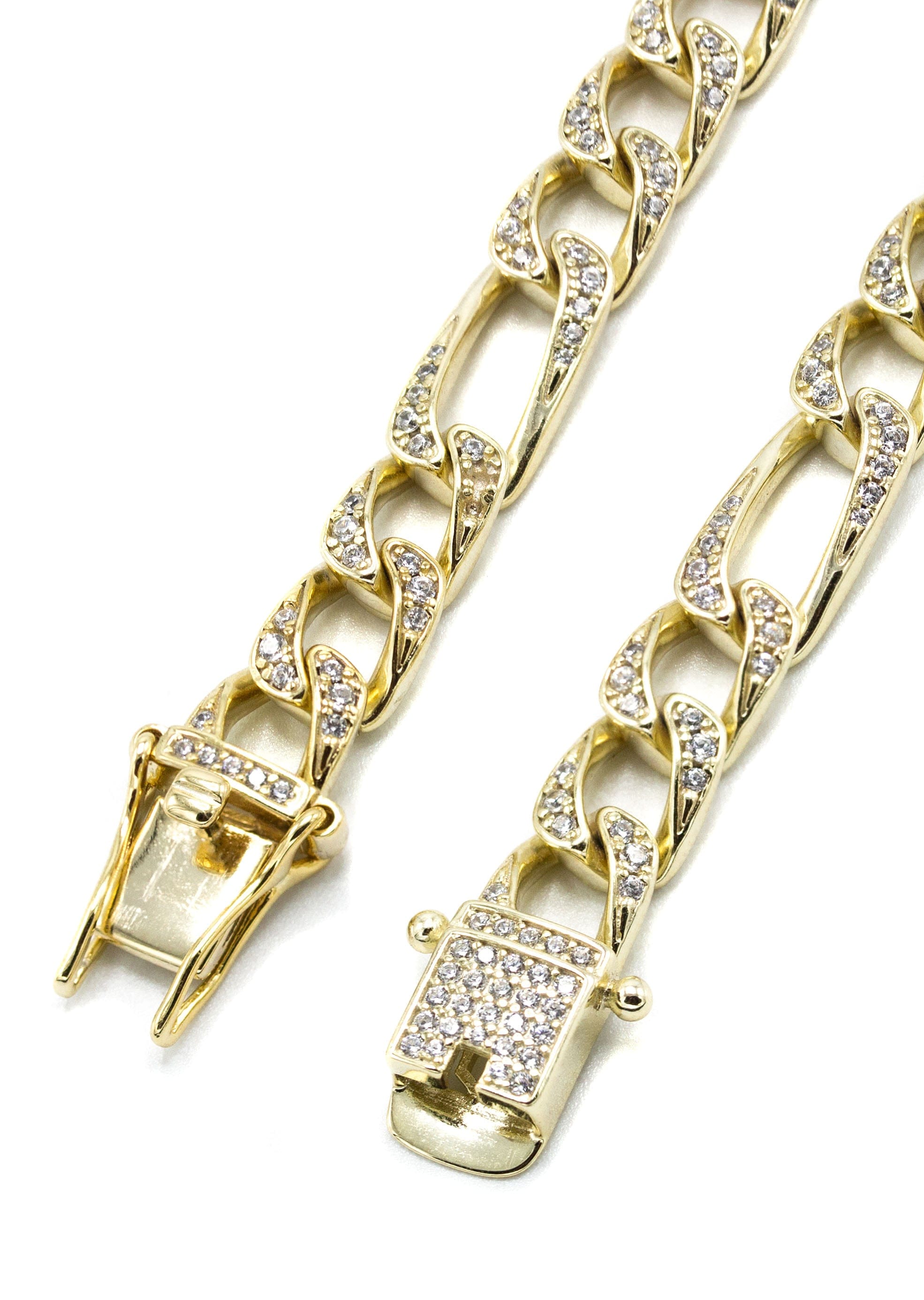 Manufacturer 43 Silver Chain - Gold Iced Out Figaro Chain