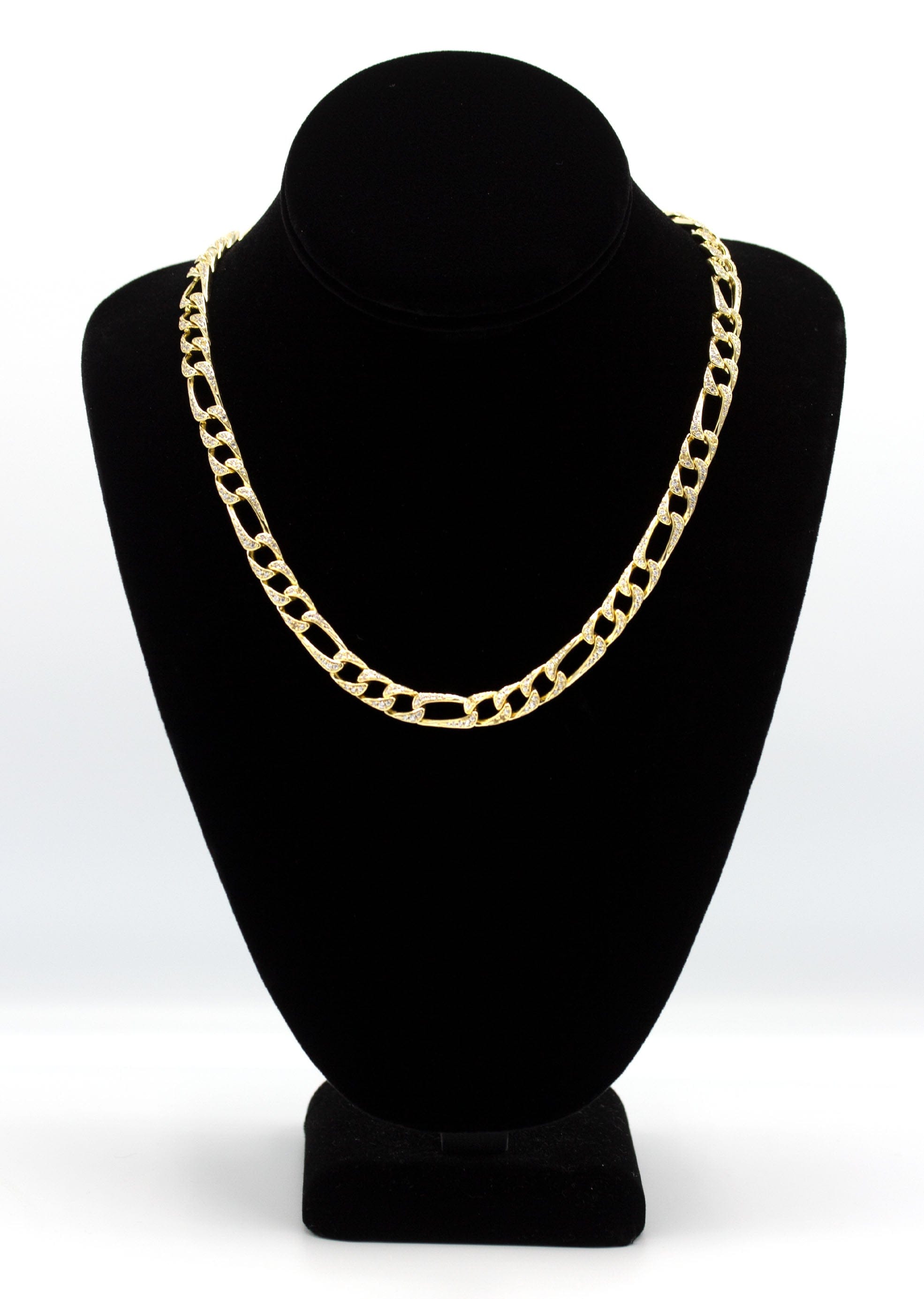 Manufacturer 43 Silver Chain - Gold Iced Out Figaro Chain