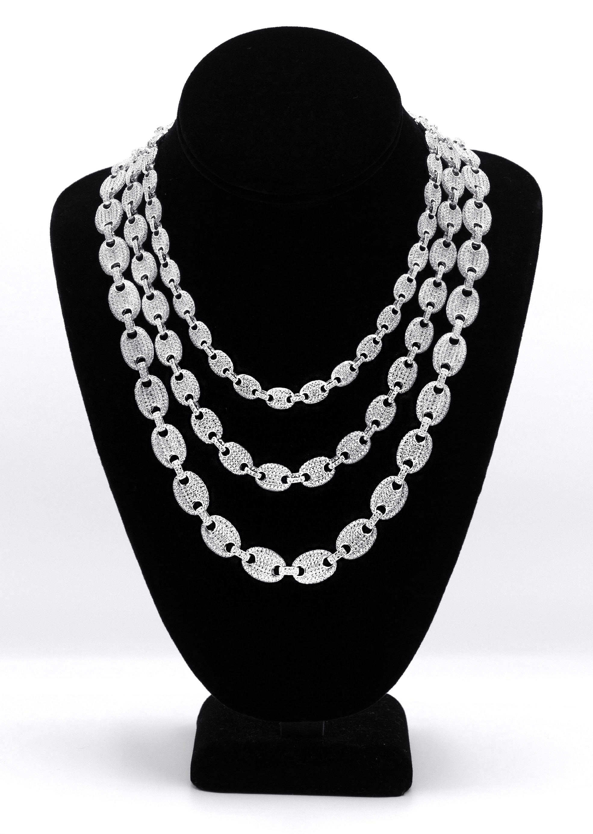 Manufacturer 43 Silver Chain - Silver Iced Out Puff Chain