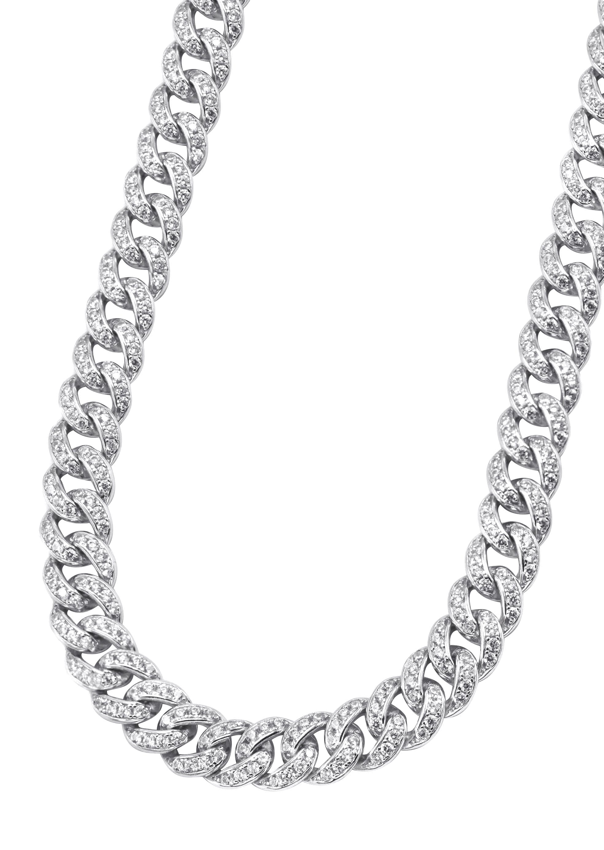 Manufacturer 43 Silver Chain - Single Row Iced Out Miami Cuban Link Chain