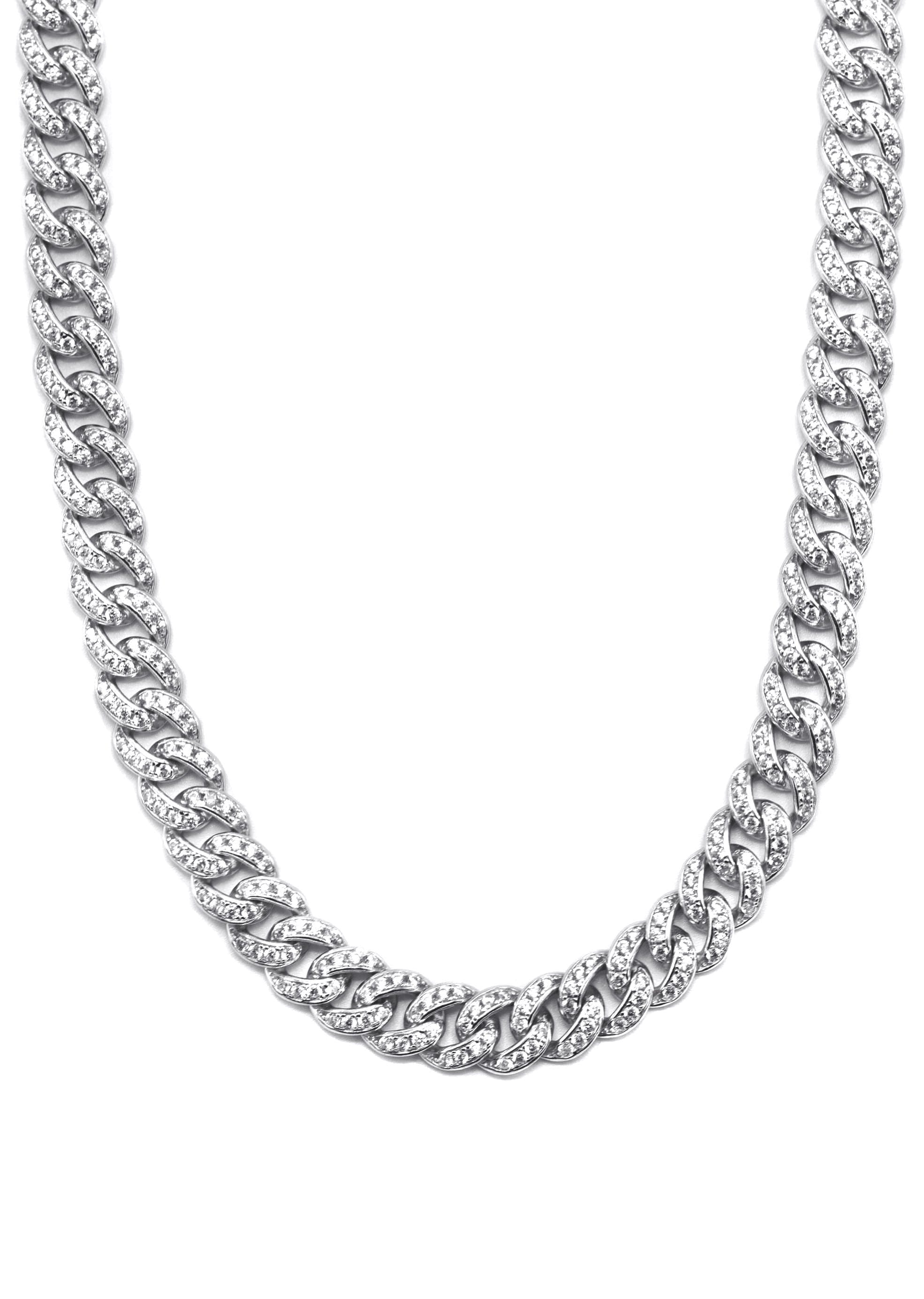Manufacturer 43 Silver Chain - Single Row Iced Out Miami Cuban Link Chain