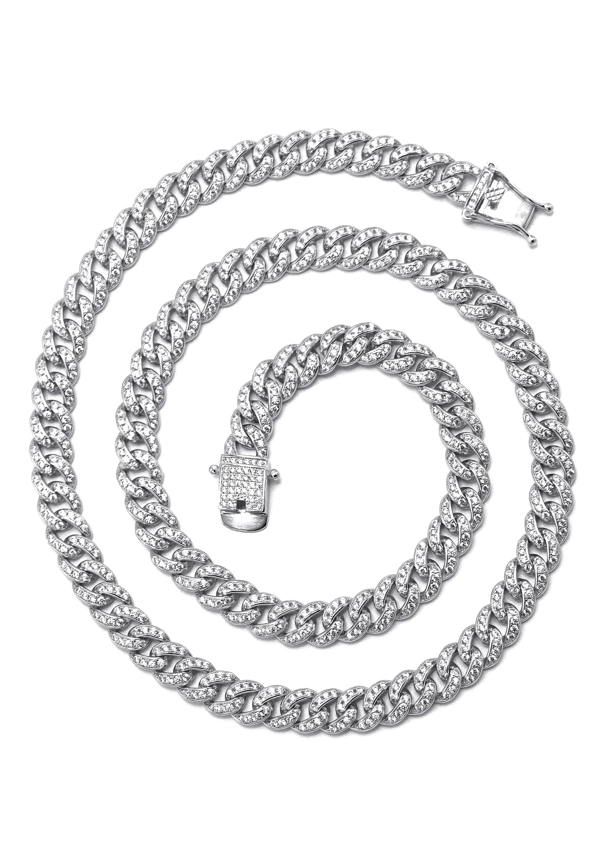 Manufacturer 43 Silver Chain - Single Row Iced Out Miami Cuban Link Chain