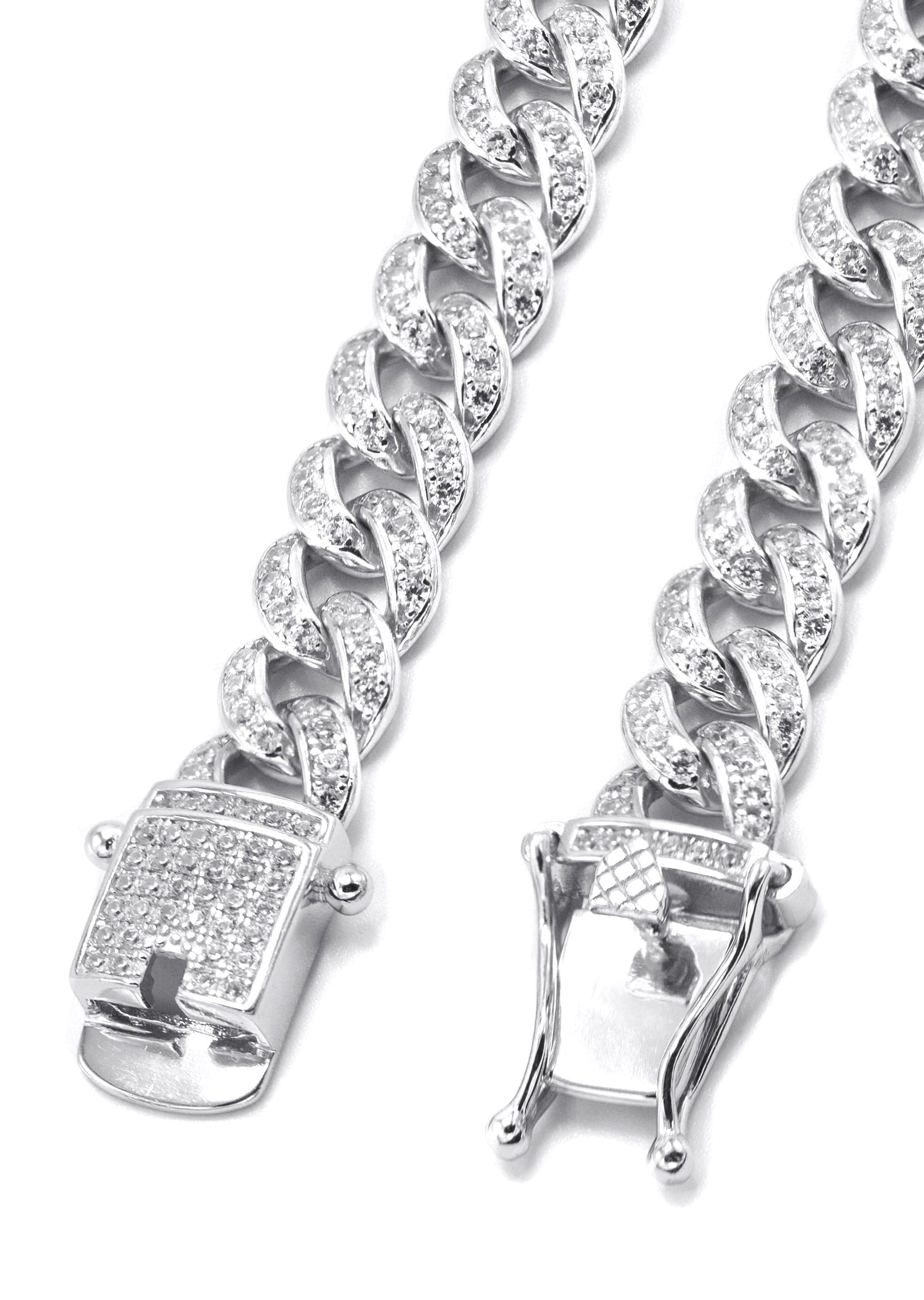 Manufacturer 43 Silver Chain - Single Row Iced Out Miami Cuban Link Chain