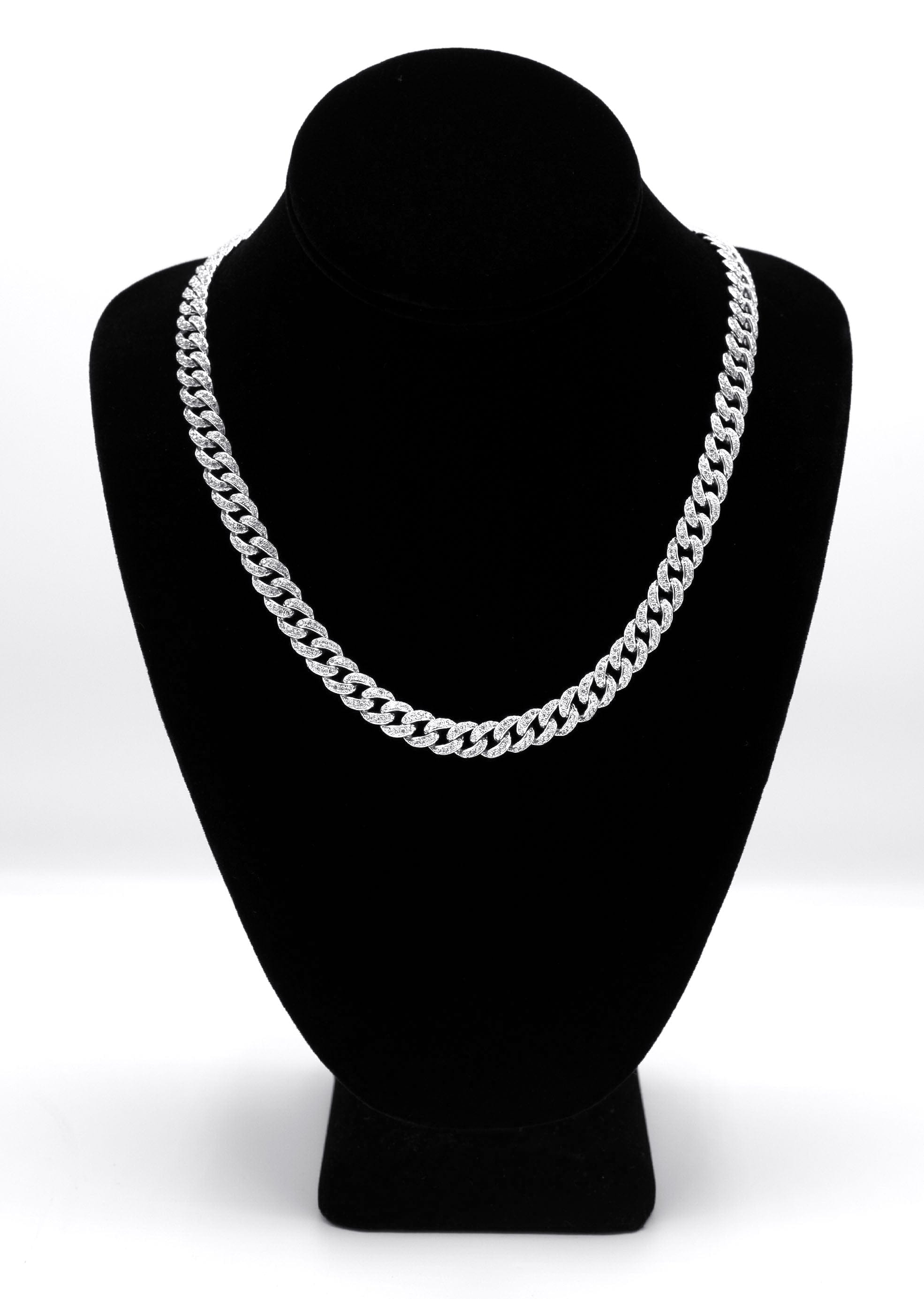 Manufacturer 43 Silver Chain - Single Row Iced Out Miami Cuban Link Chain