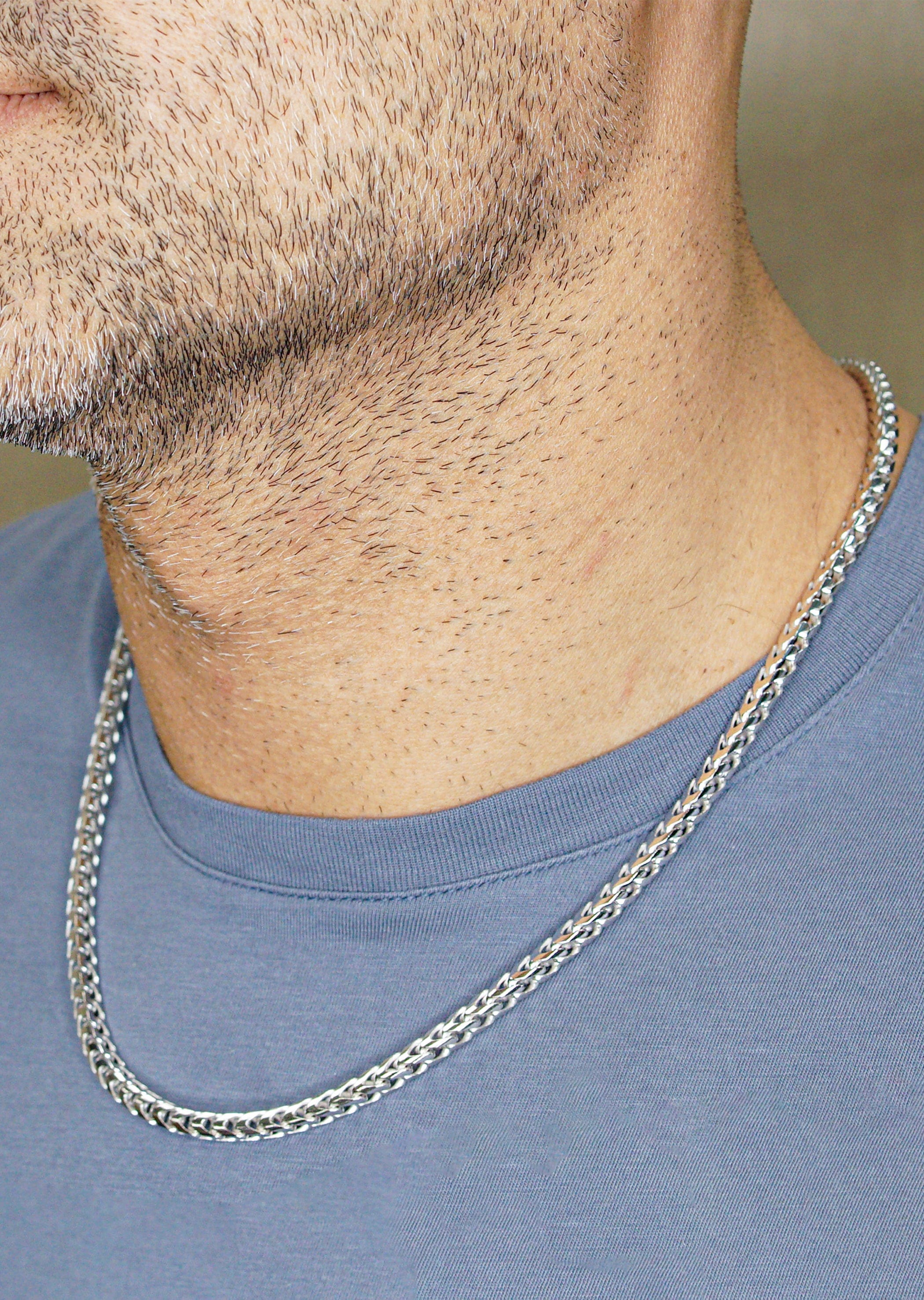 Manufacturer 43 Silver Chain - Mens White Chain / Franco Chain / 4.2 mm