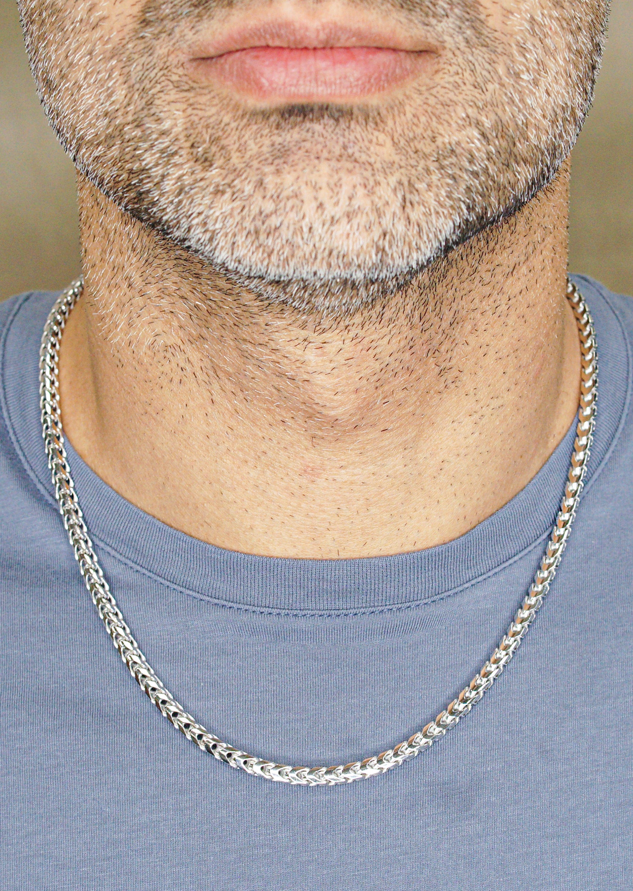 Manufacturer 43 Silver Chain - Mens White Chain / Franco Chain / 4.2 mm