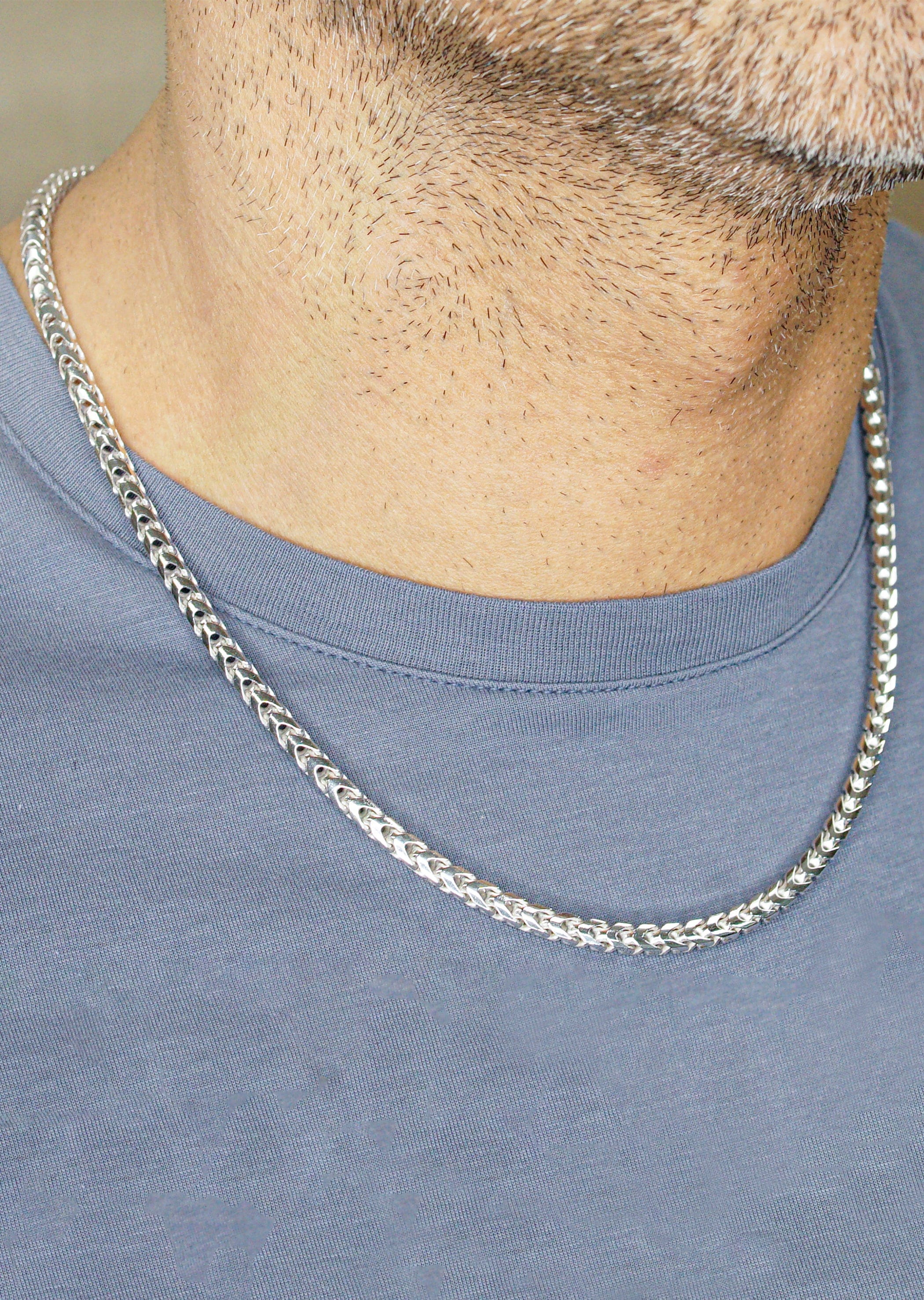 Manufacturer 43 Silver Chain - Mens White Chain / Franco Chain / 4.2 mm