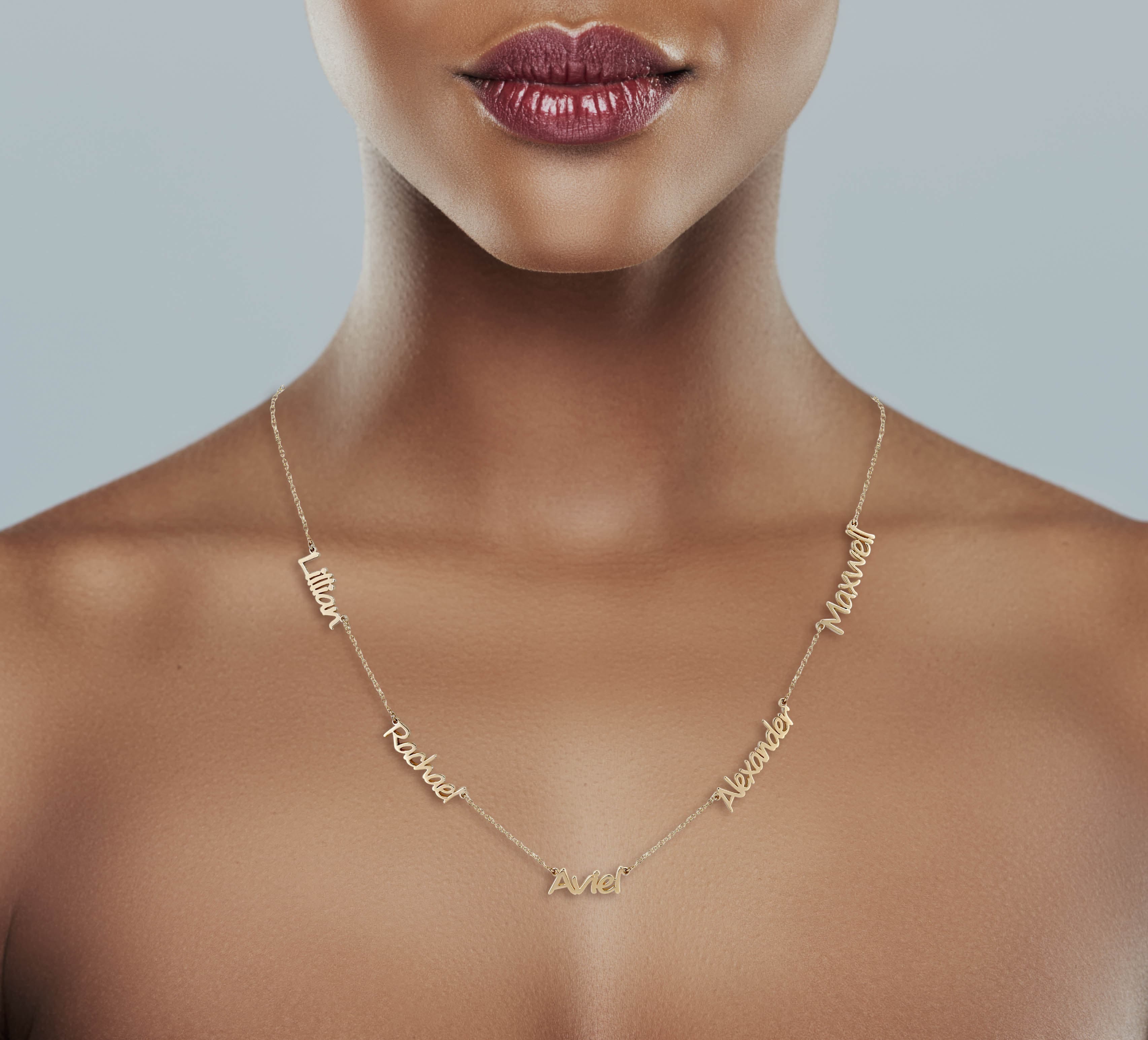 Manufacturer 16 14K Yellow Gold Multiple Name Necklace (1 - 5 Names) | Style #89