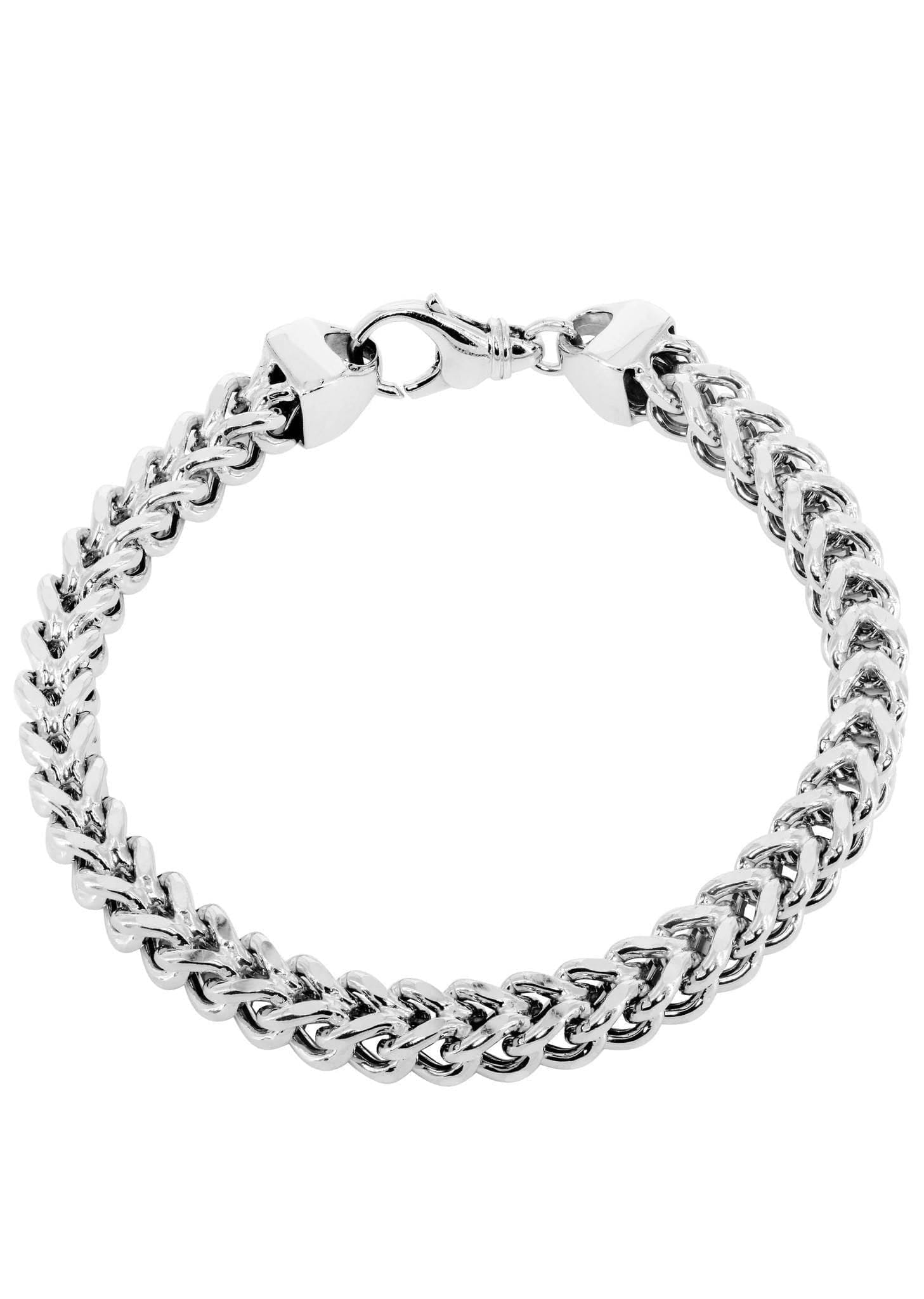 Manufacturer 5 Semi Solid Womens Franco Bracelet 10K White Gold
