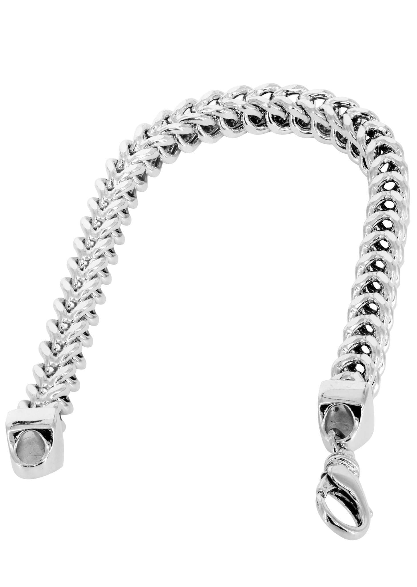 Manufacturer 5 Semi Solid Womens Franco Bracelet 10K White Gold