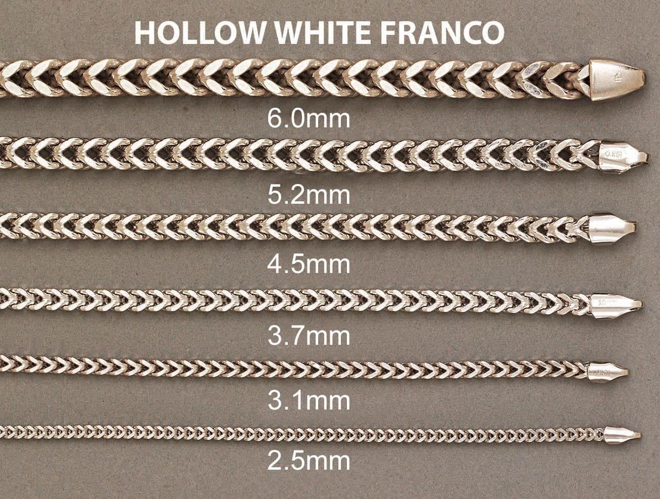Manufacturer 5 Semi Solid Womens Franco Bracelet 10K White Gold