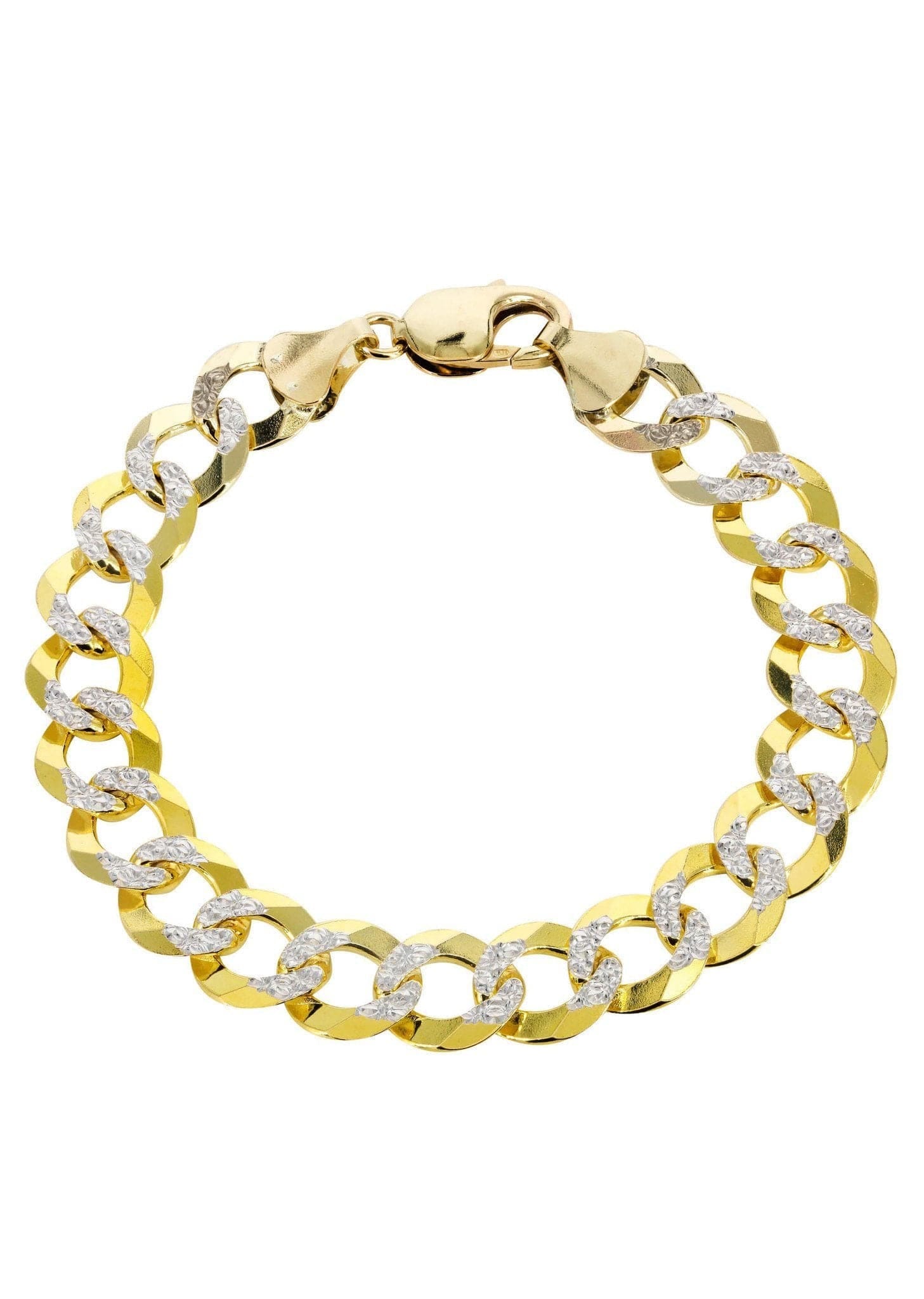 Manufacturer 5 Semi Solid Womens Diamond Cut Cuban Bracelet 10K Yellow Gold