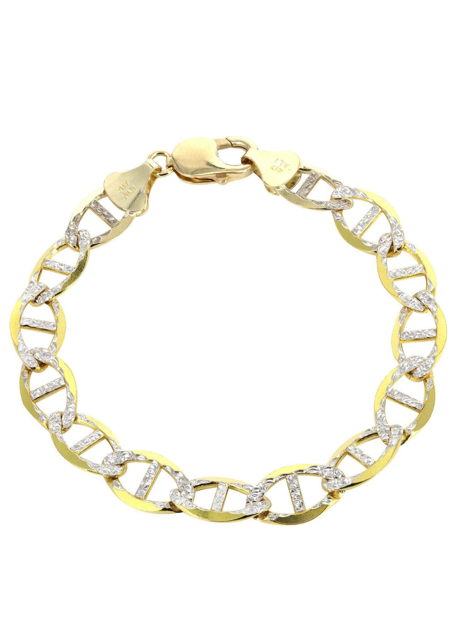 Manufacturer 5 Solid Womens Diamond Cut Mariner Bracelet 10K Yellow Gold