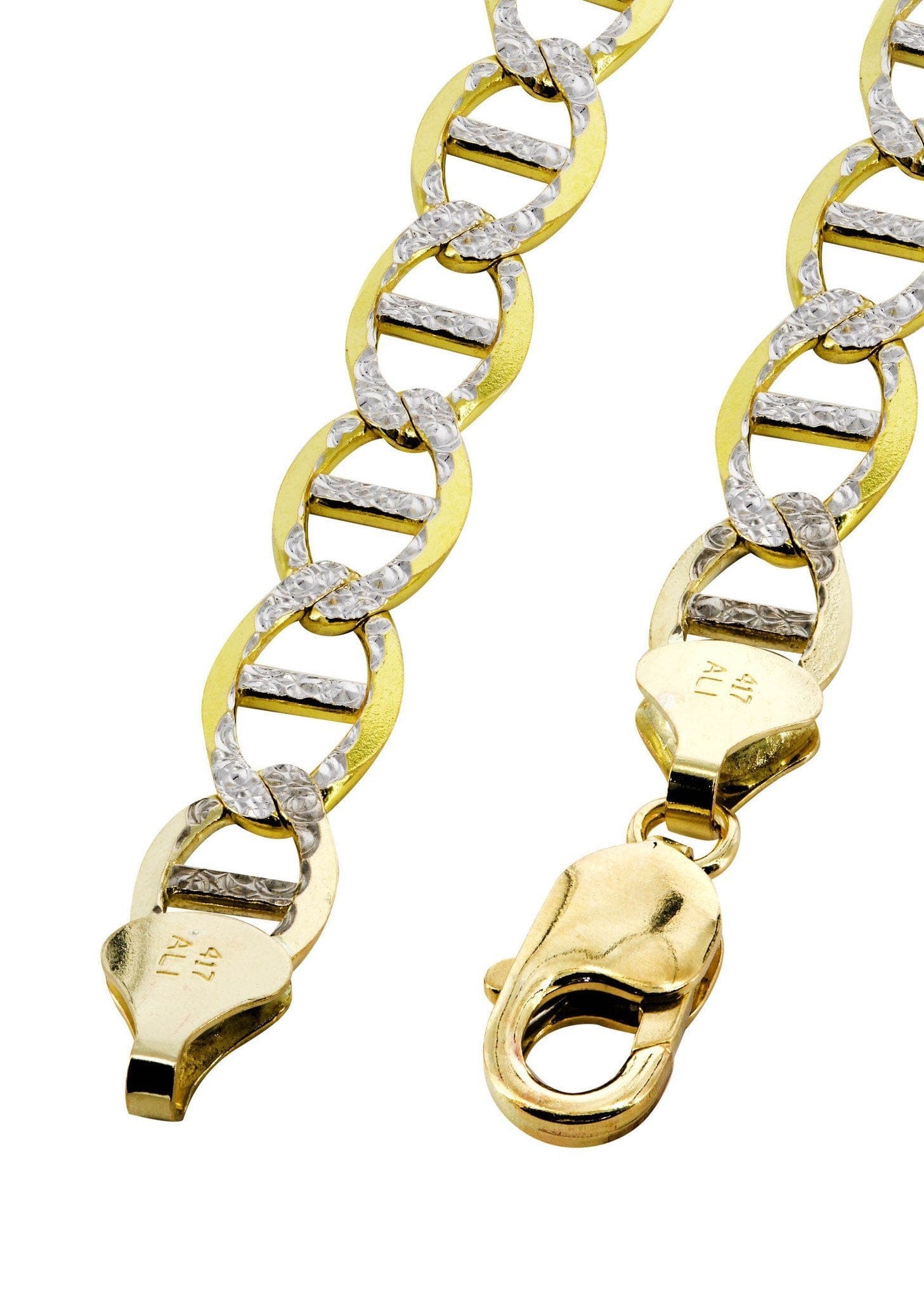 Manufacturer 5 Solid Womens Diamond Cut Mariner Bracelet 10K Yellow Gold