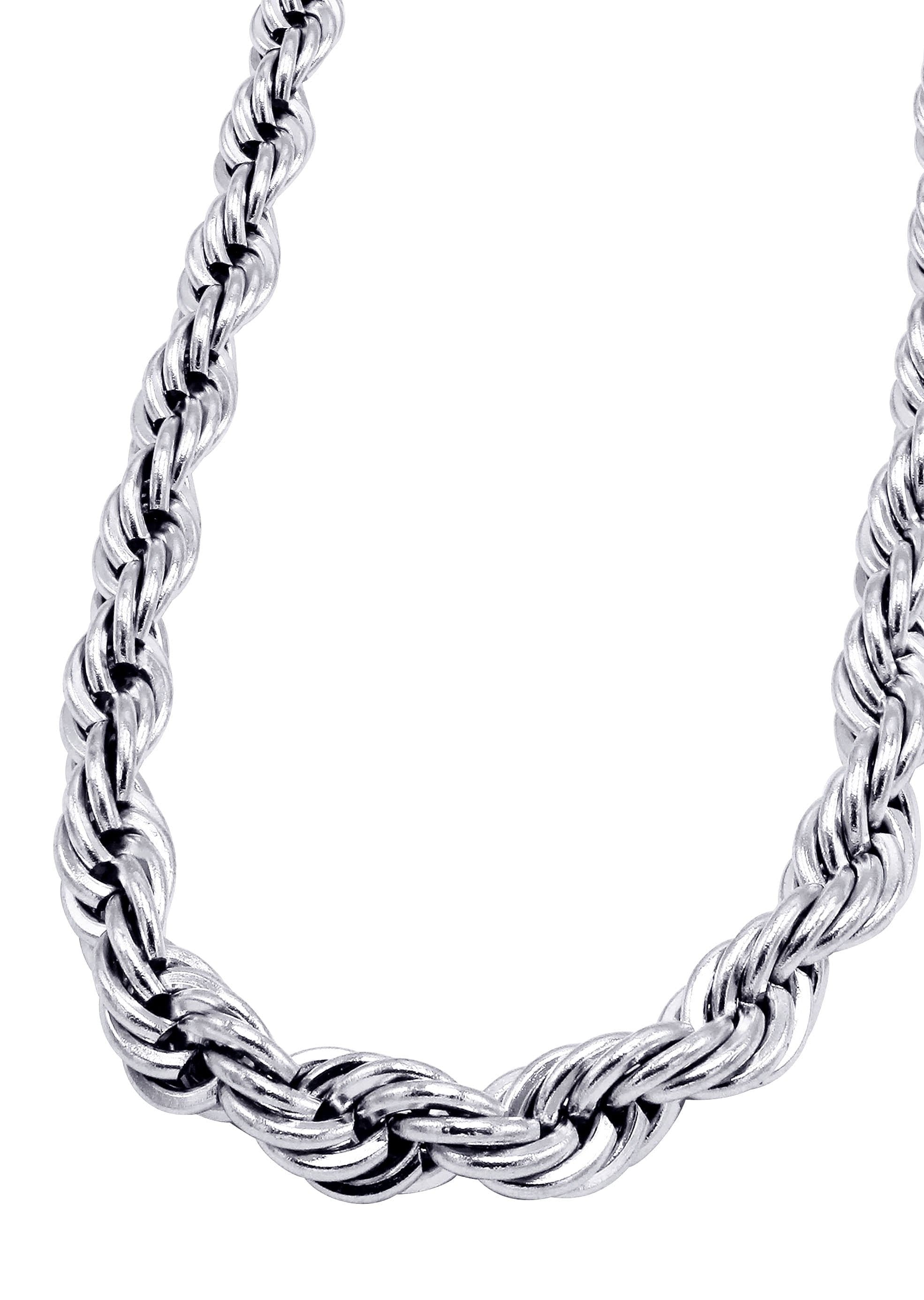 Manufacturer 30 White Gold Plated Mens Solid Rope Chain
