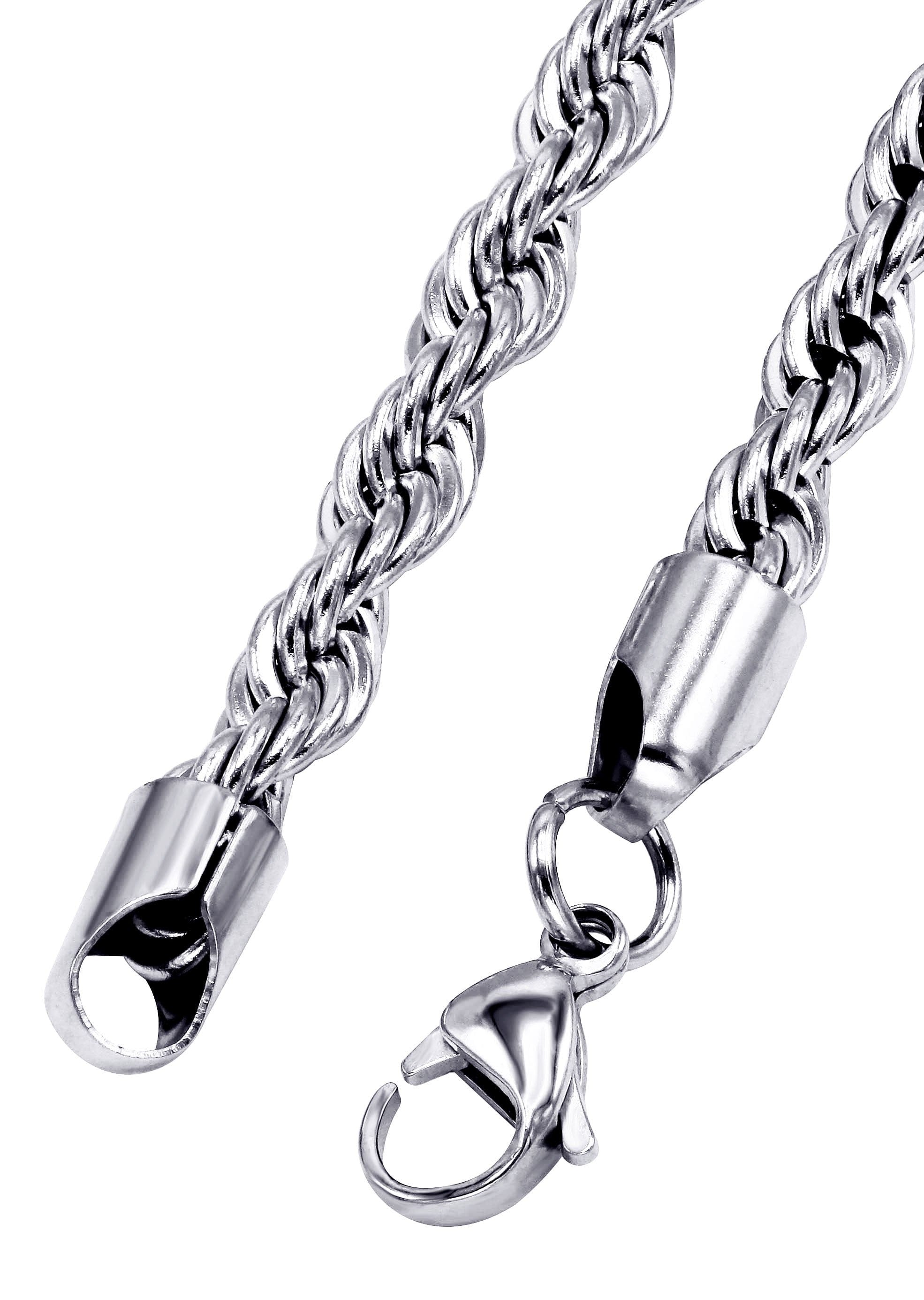 Manufacturer 30 White Gold Plated Mens Solid Rope Chain
