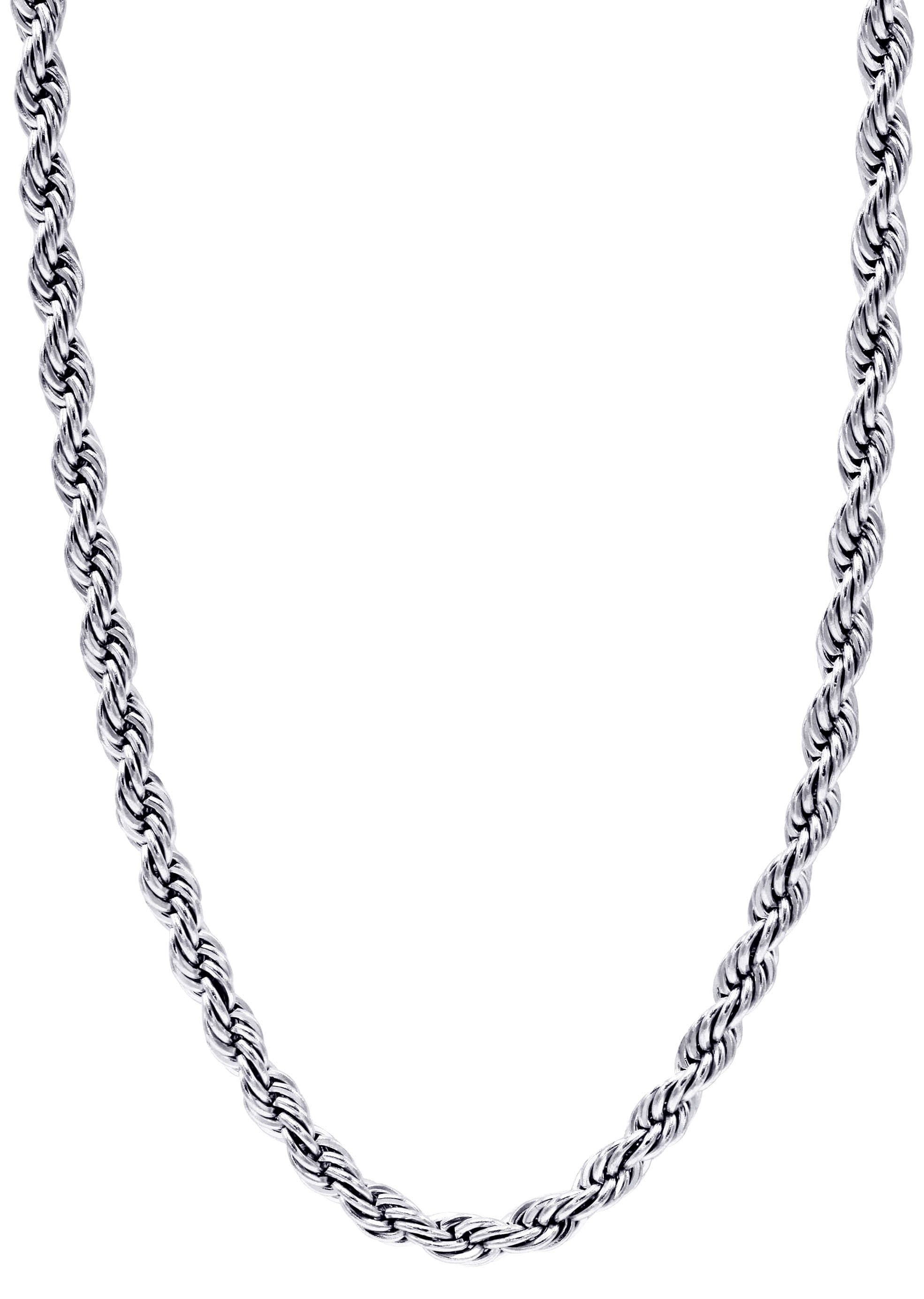 Manufacturer 30 White Gold Plated Mens Solid Rope Chain