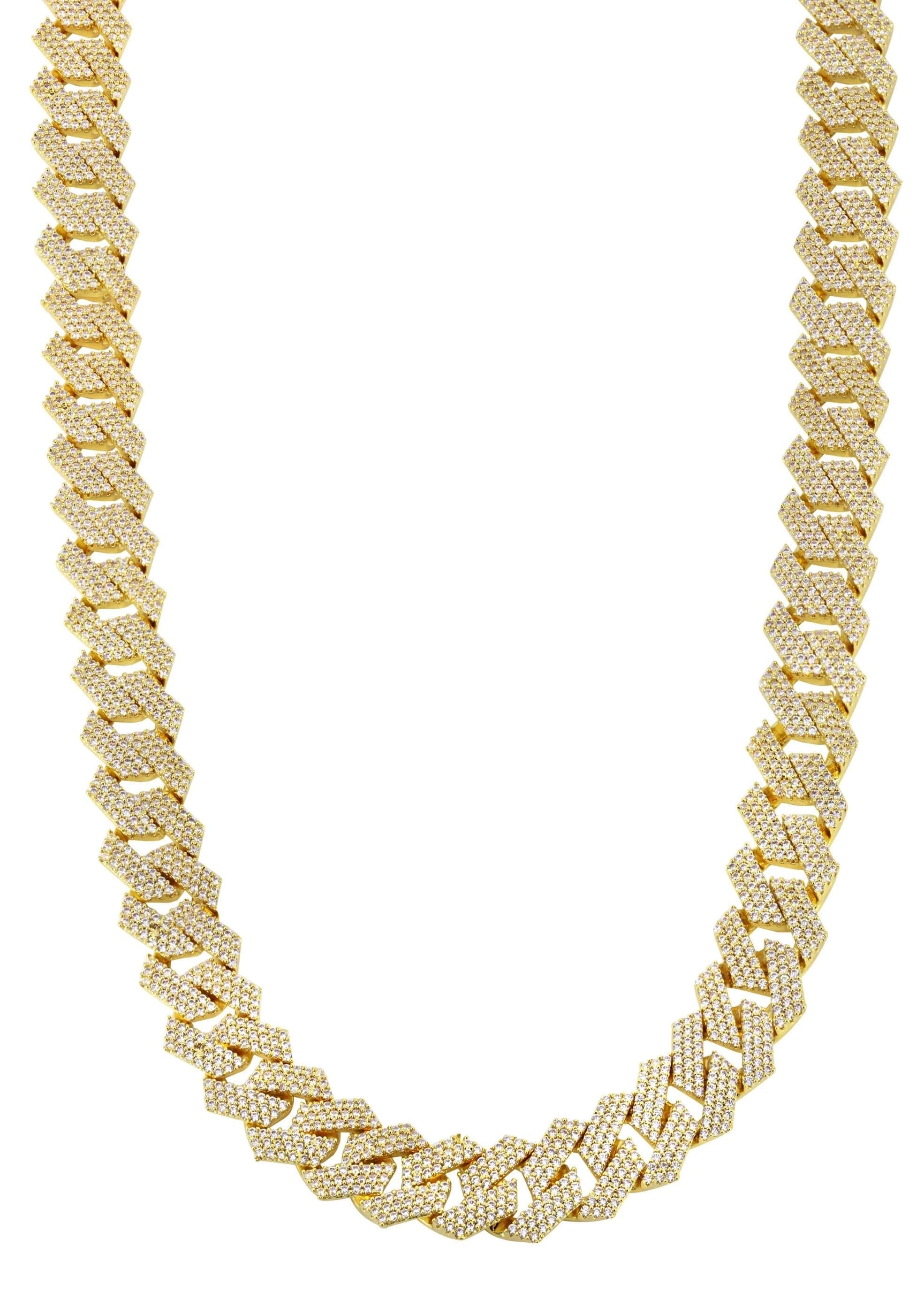 Manufacturer 30 Iced Out Gold Plated Mens Prong Set Cuban Link Chain