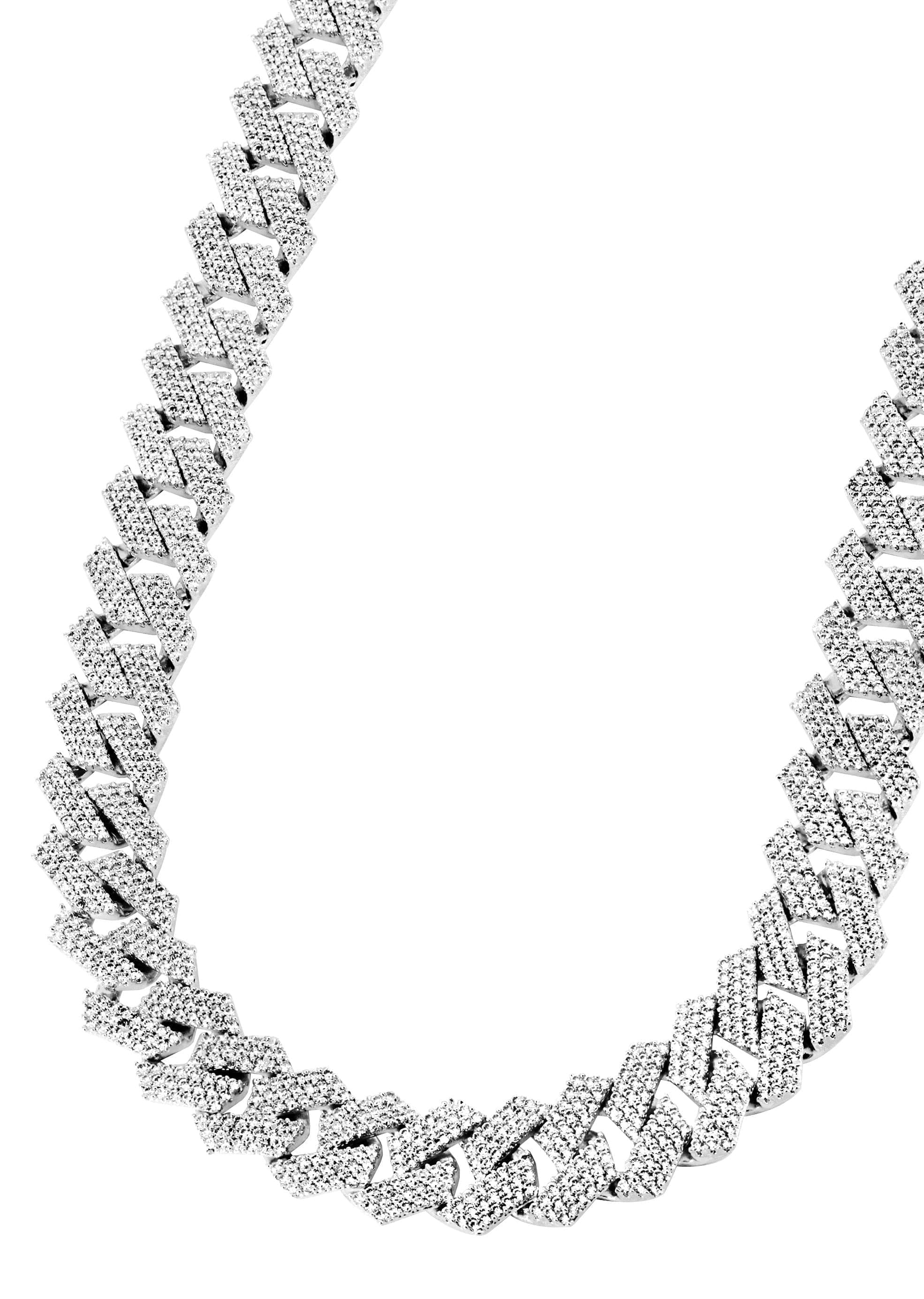 Manufacturer 30 Iced Out White Gold Plated Mens Prong Set Cuban Link Chain