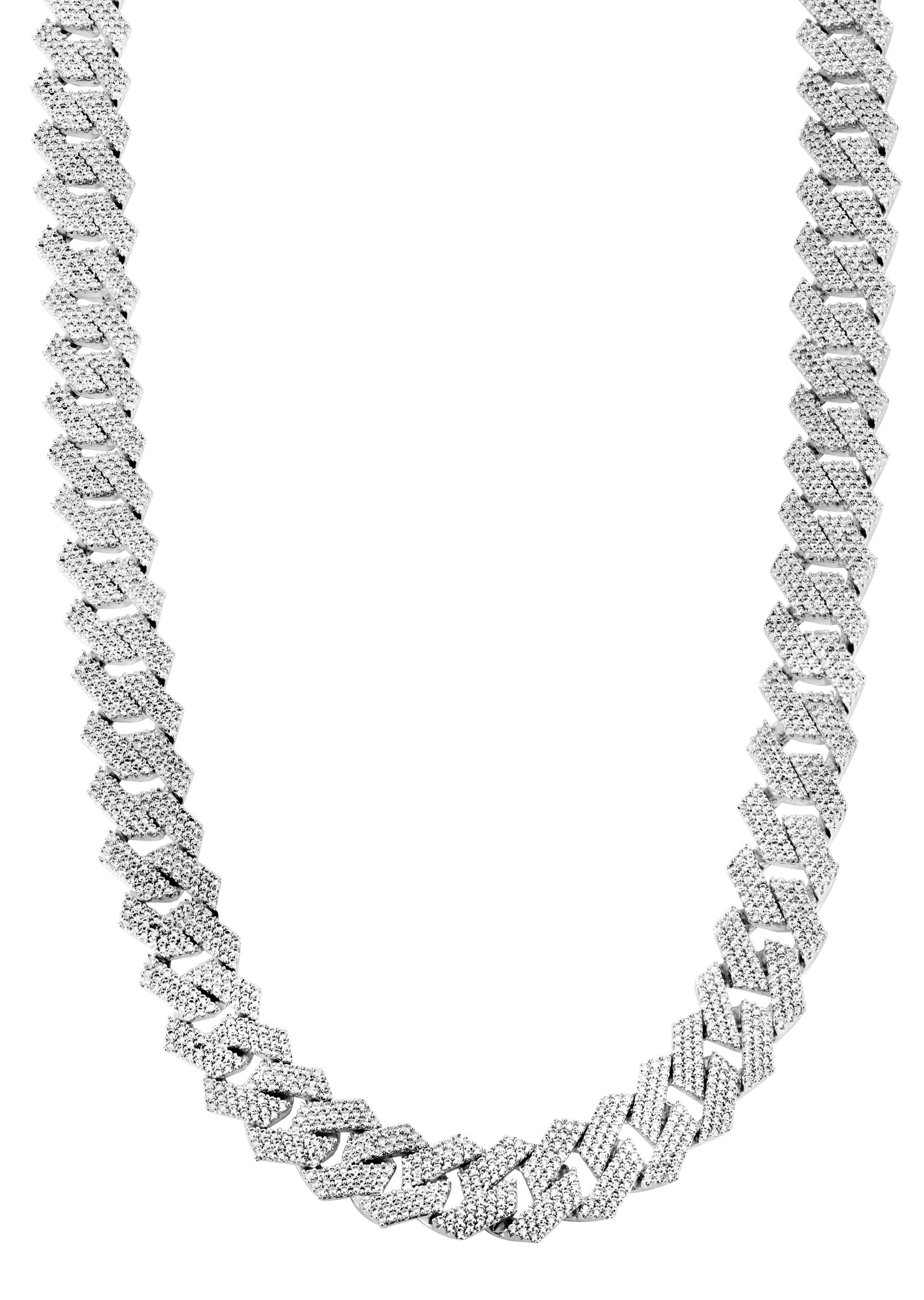 Manufacturer 30 Iced Out White Gold Plated Mens Prong Set Cuban Link Chain