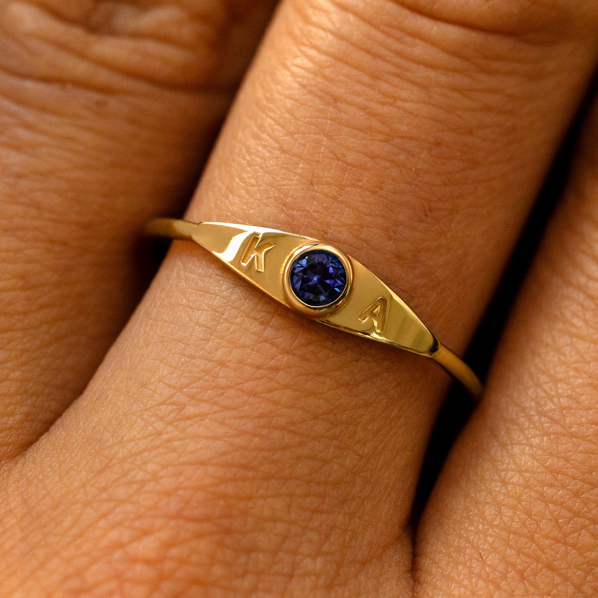 Automic Gold Studio Gemstone Monogram Ring