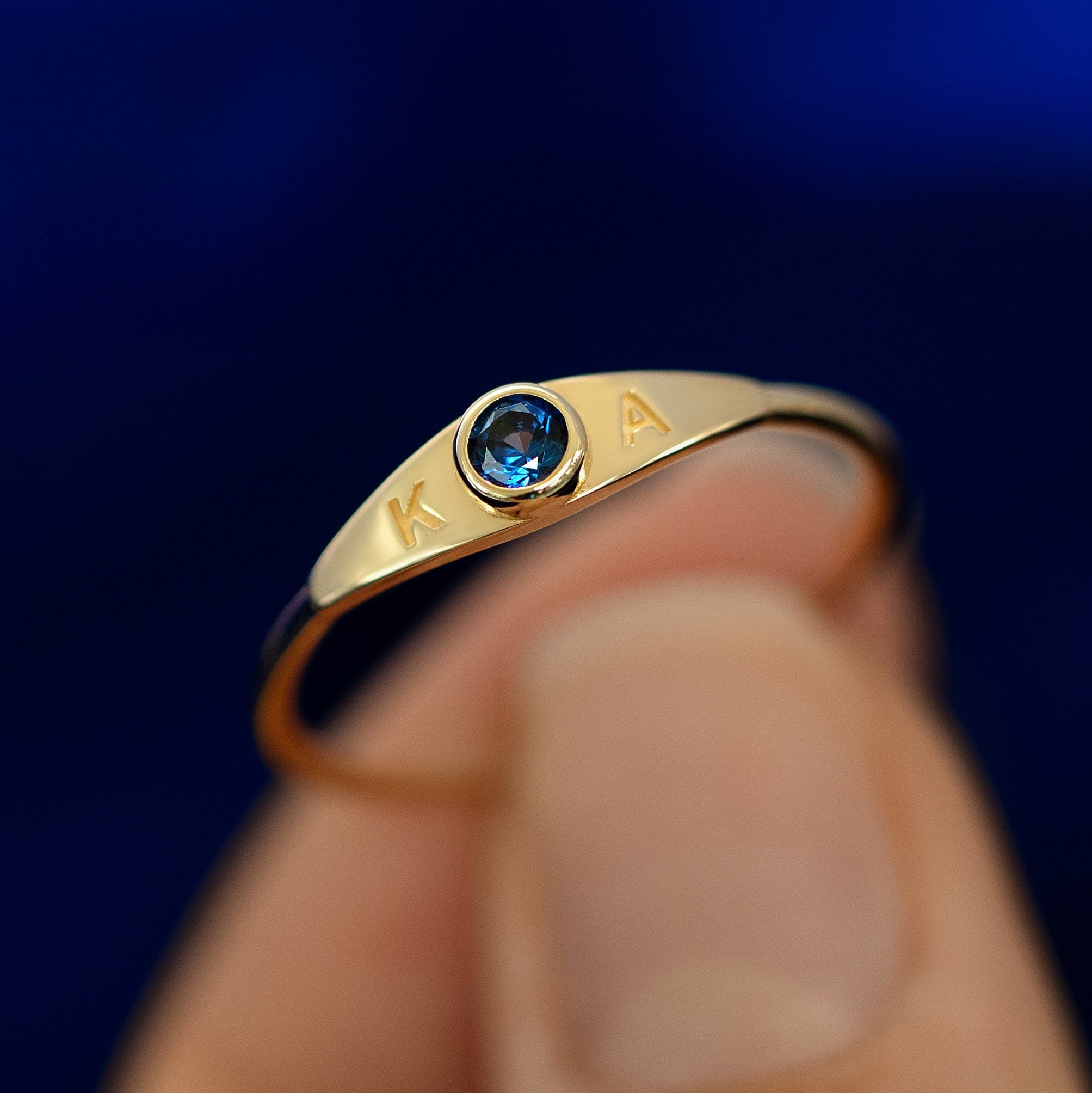 Automic Gold Studio Gemstone Monogram Ring