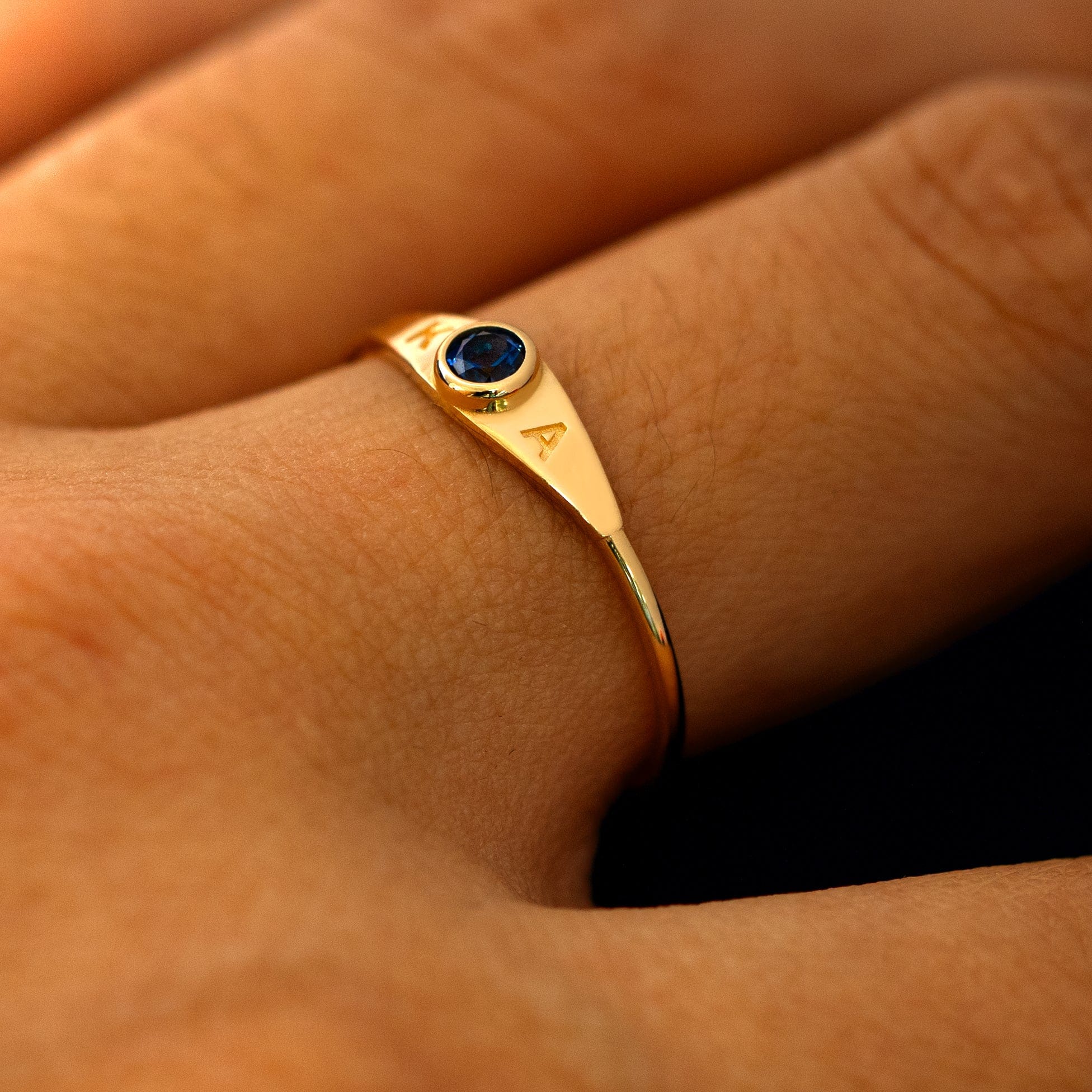 Automic Gold Studio Gemstone Monogram Ring