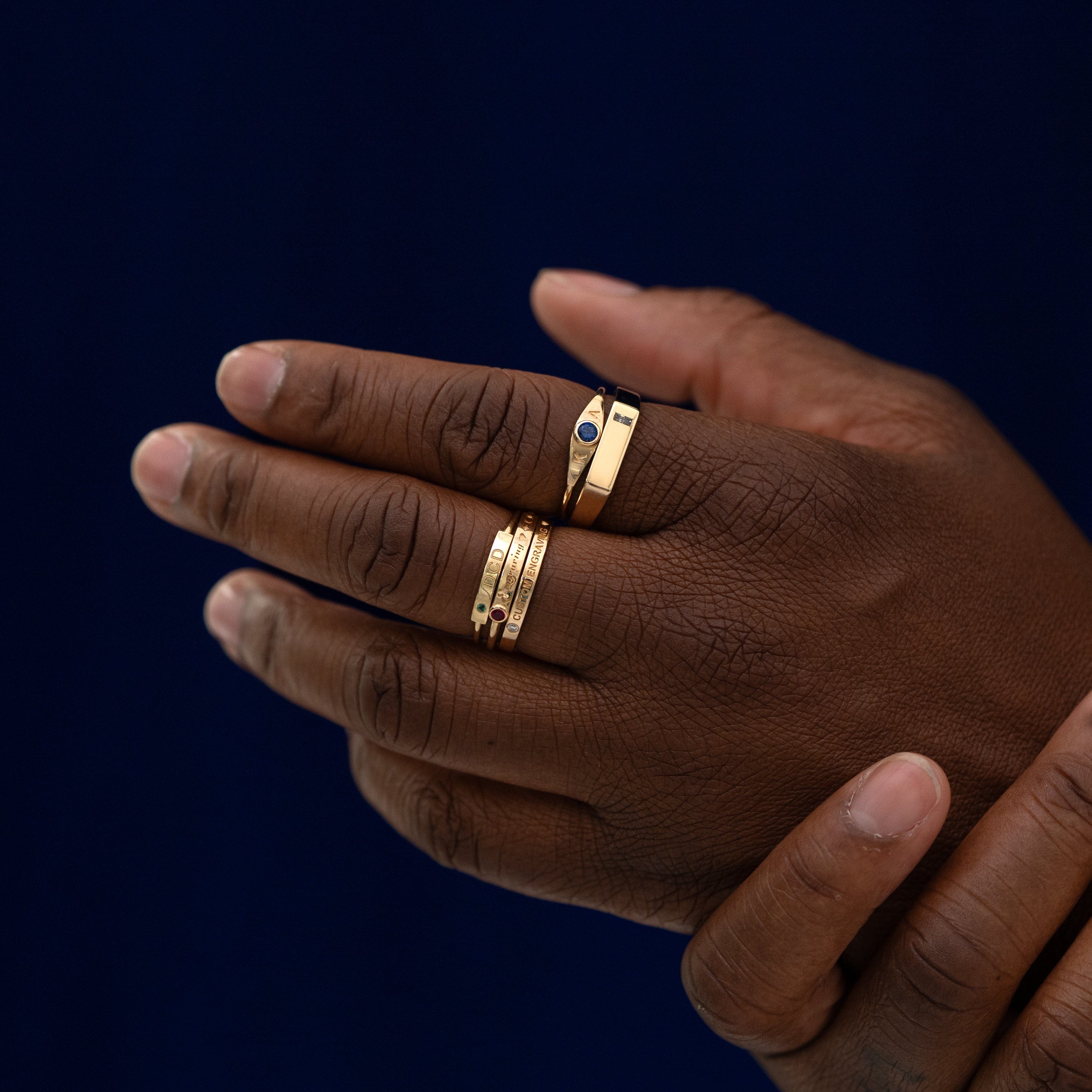 Automic Gold Studio Gemstone Monogram Ring