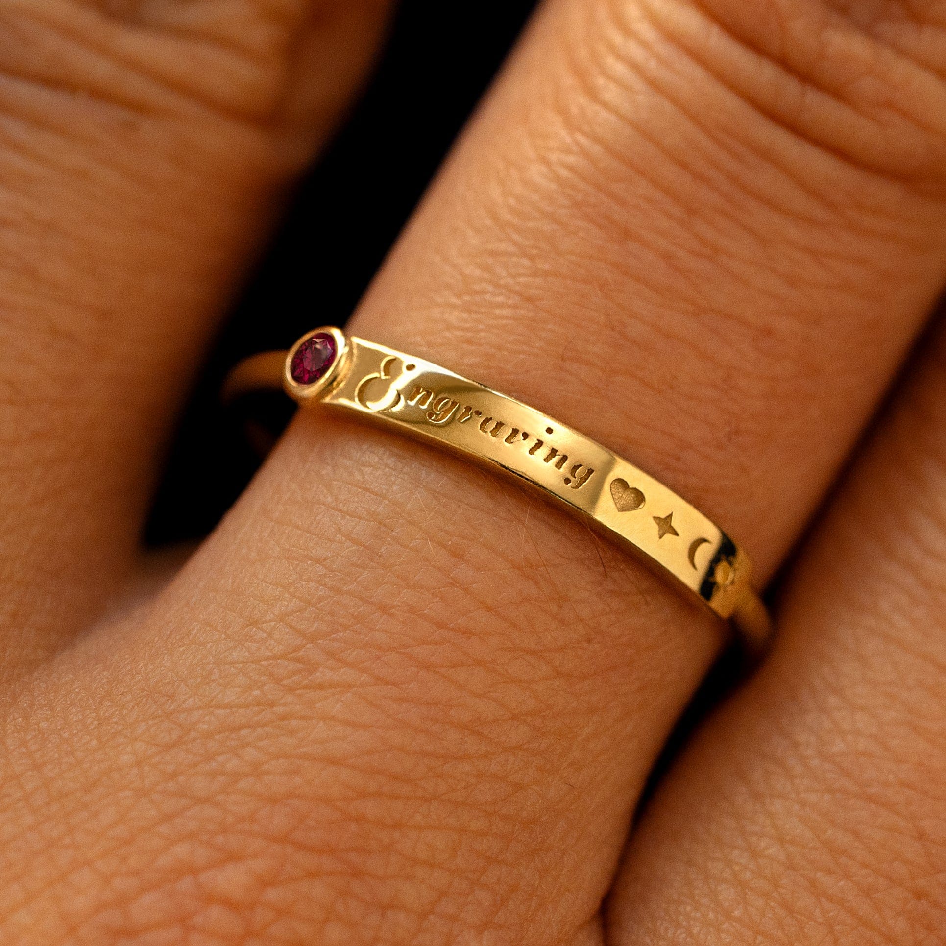 Automic Gold Studio Bezel Set Gemstone Bar Ring