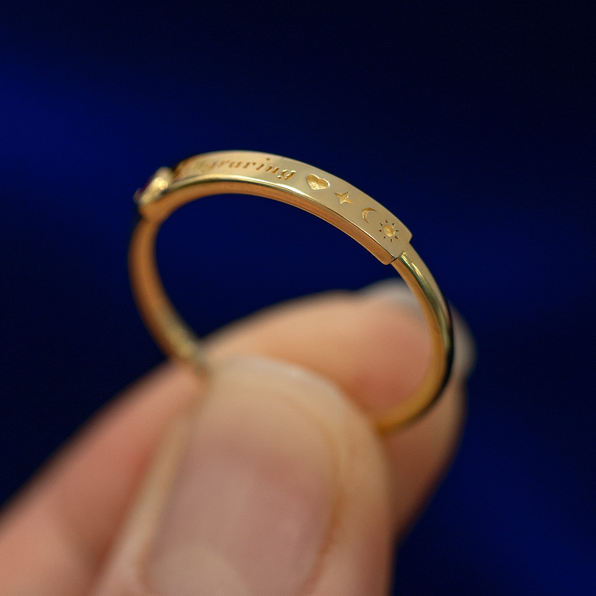 Automic Gold Studio Bezel Set Gemstone Bar Ring