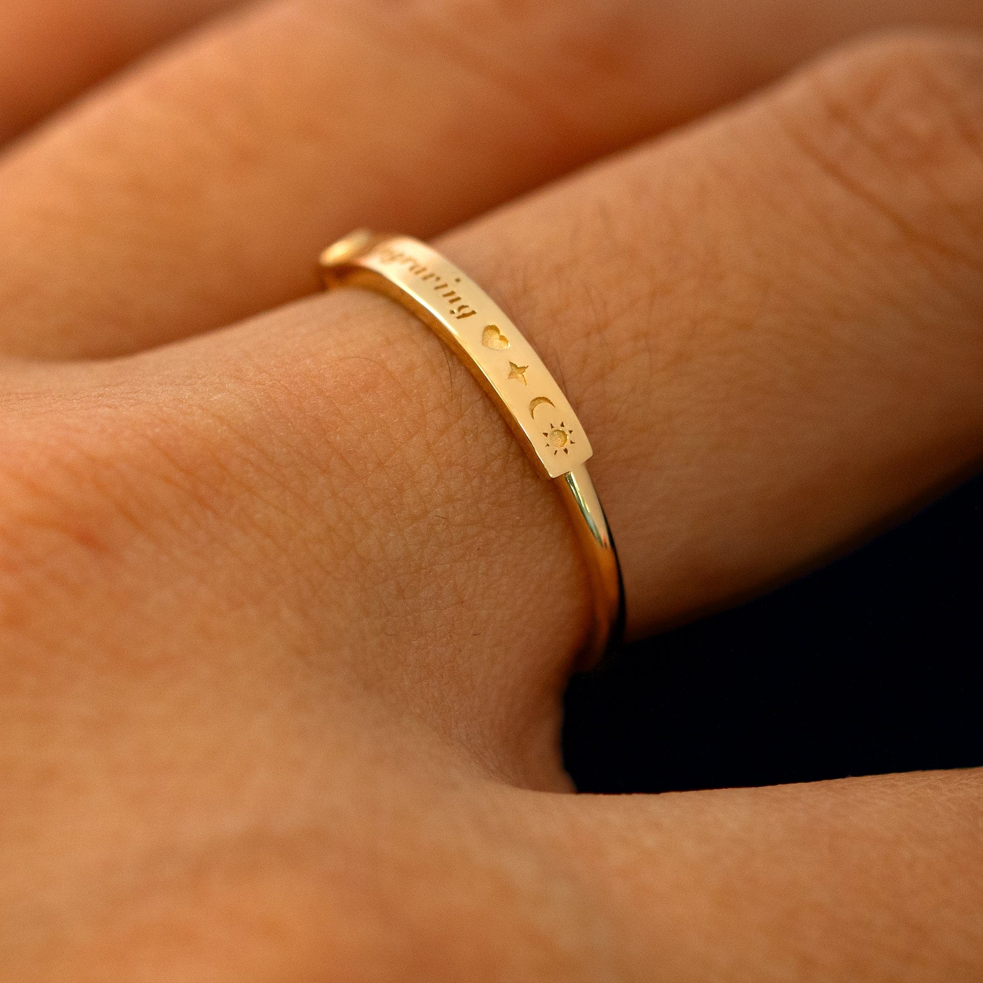 Automic Gold Studio Bezel Set Gemstone Bar Ring