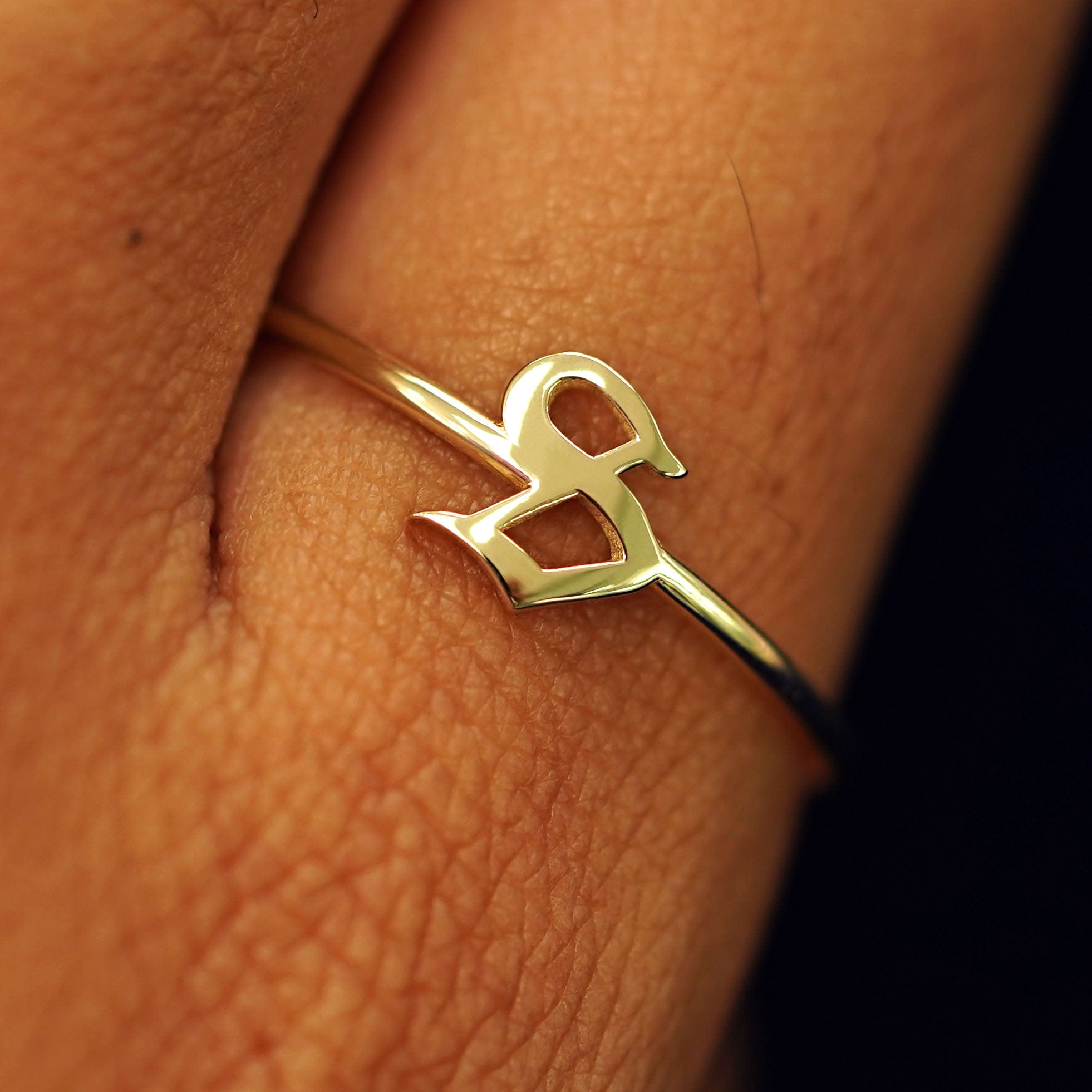 Automic Gold Studio Gothic Initial Ring
