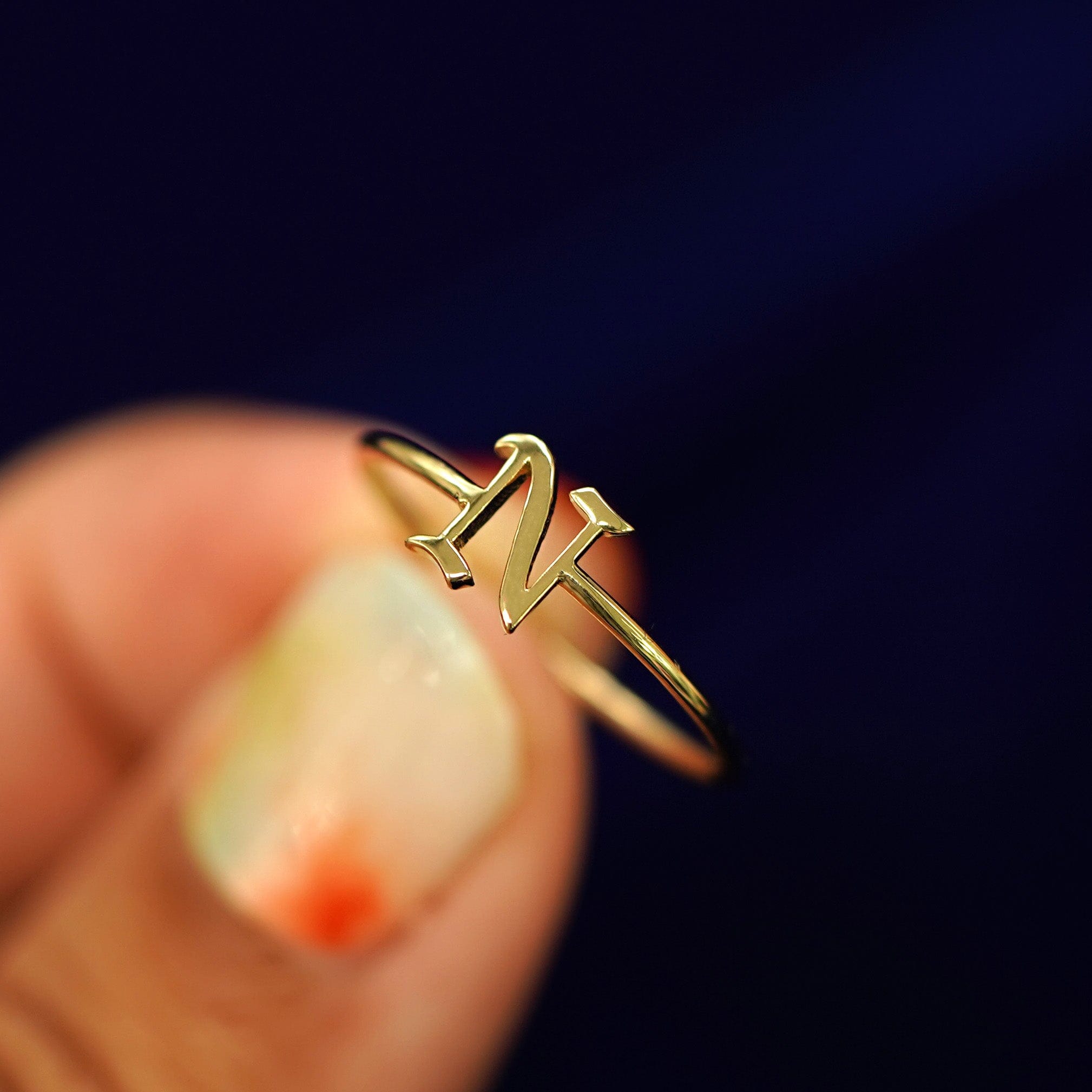 Automic Gold Studio Gothic Initial Ring