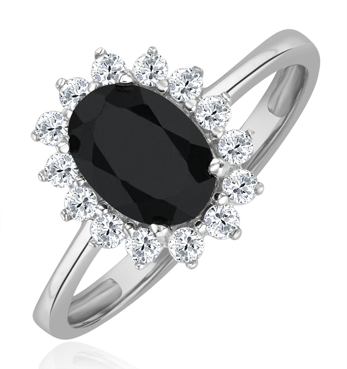 Diamond Sapphire 0.90ct And Diamond 9K White Gold Ring