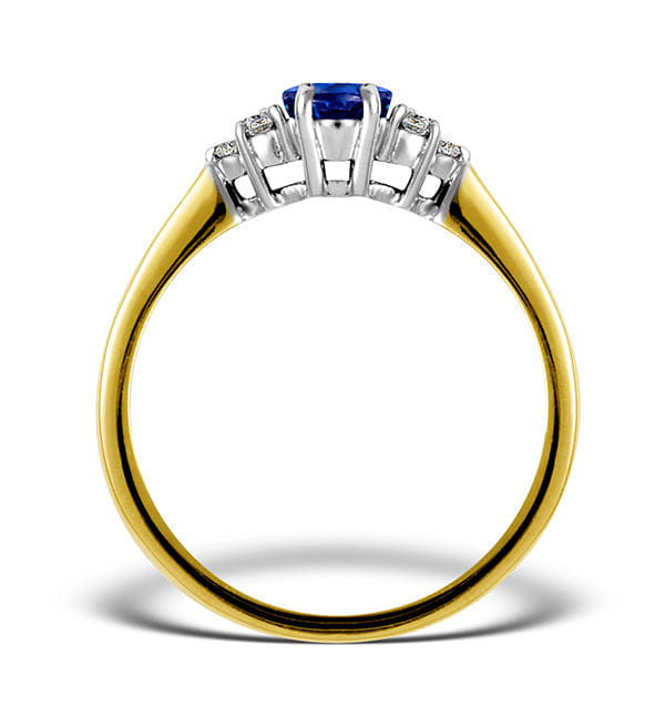 Diamond Tanzanite 7 x 5 mm And Diamond 18K Gold Ring N3493