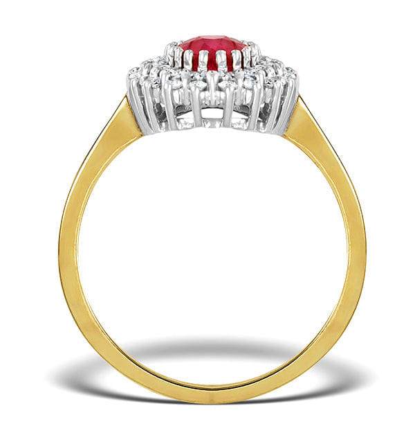Diamond Ruby 7 x 5 mm And Diamond 9K Gold Ring