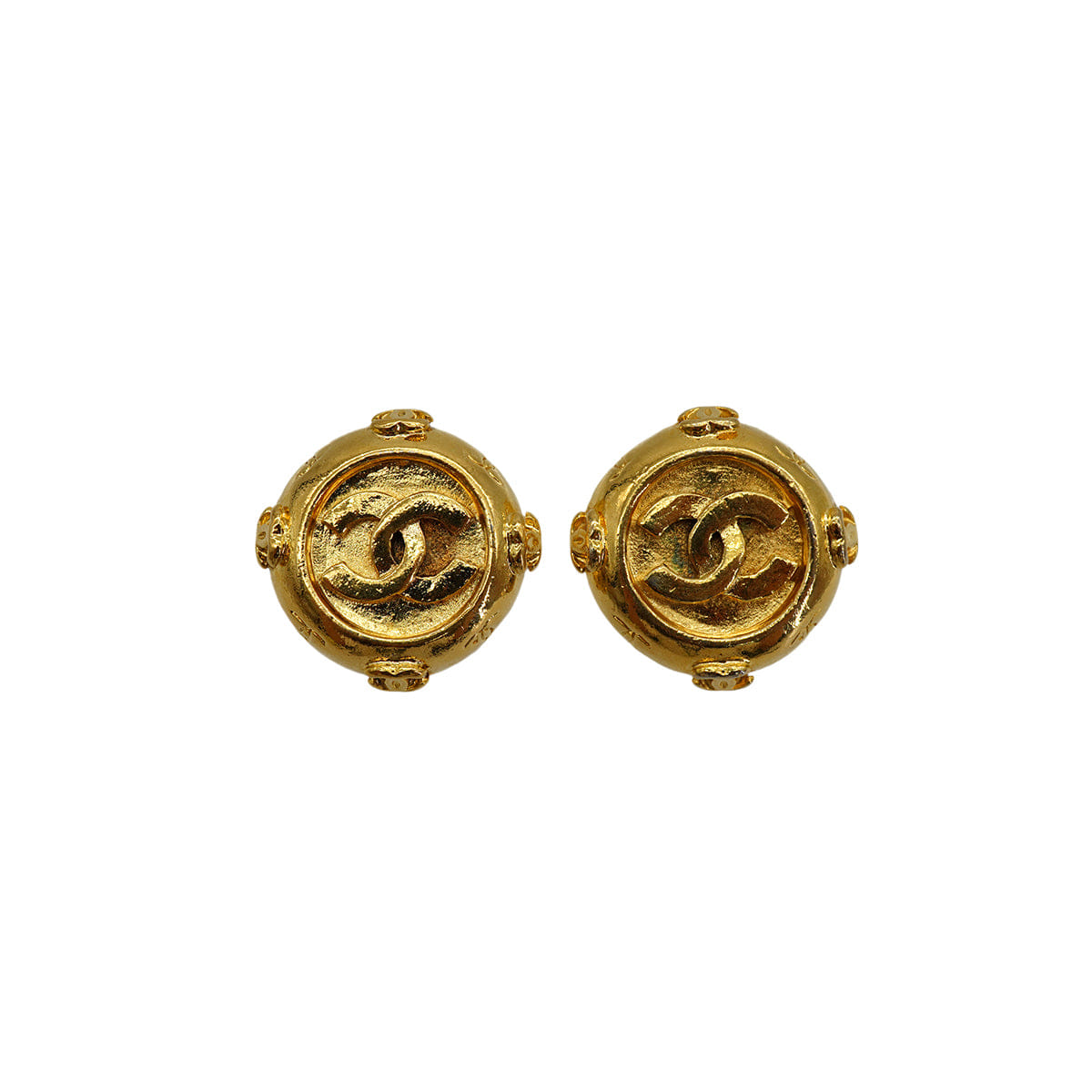 VINTAGE CHANEL EARRINGS COCOMARK ROUND GOLD ACCESSORY 90330695