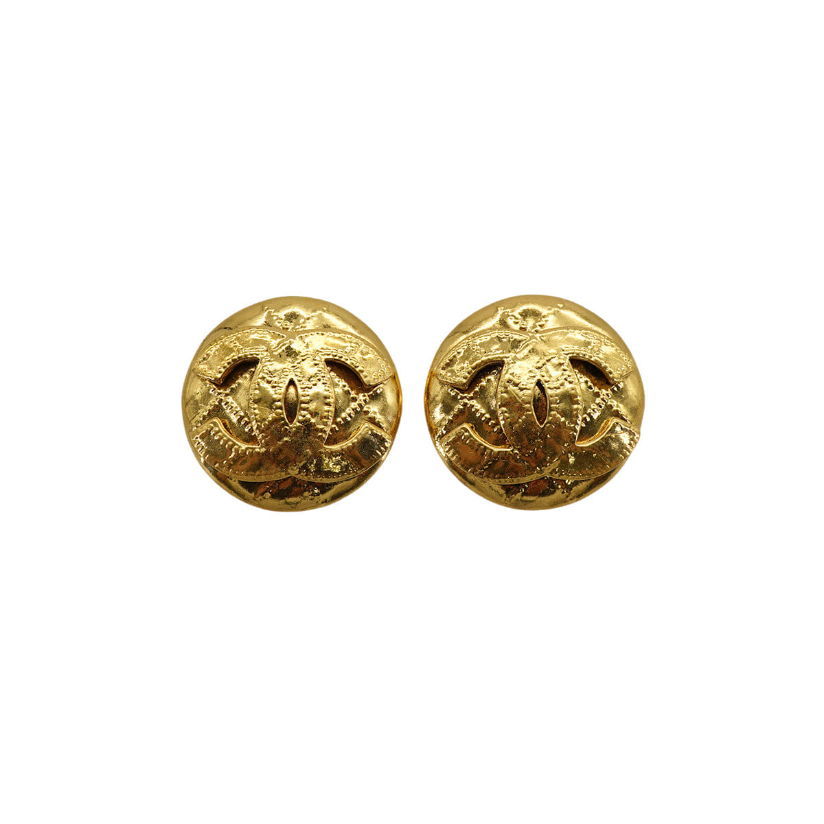 VINTAGE CHANEL EARRINGS MATELASSE COCOMARK ROUND ACCESSORY 94P 90330686