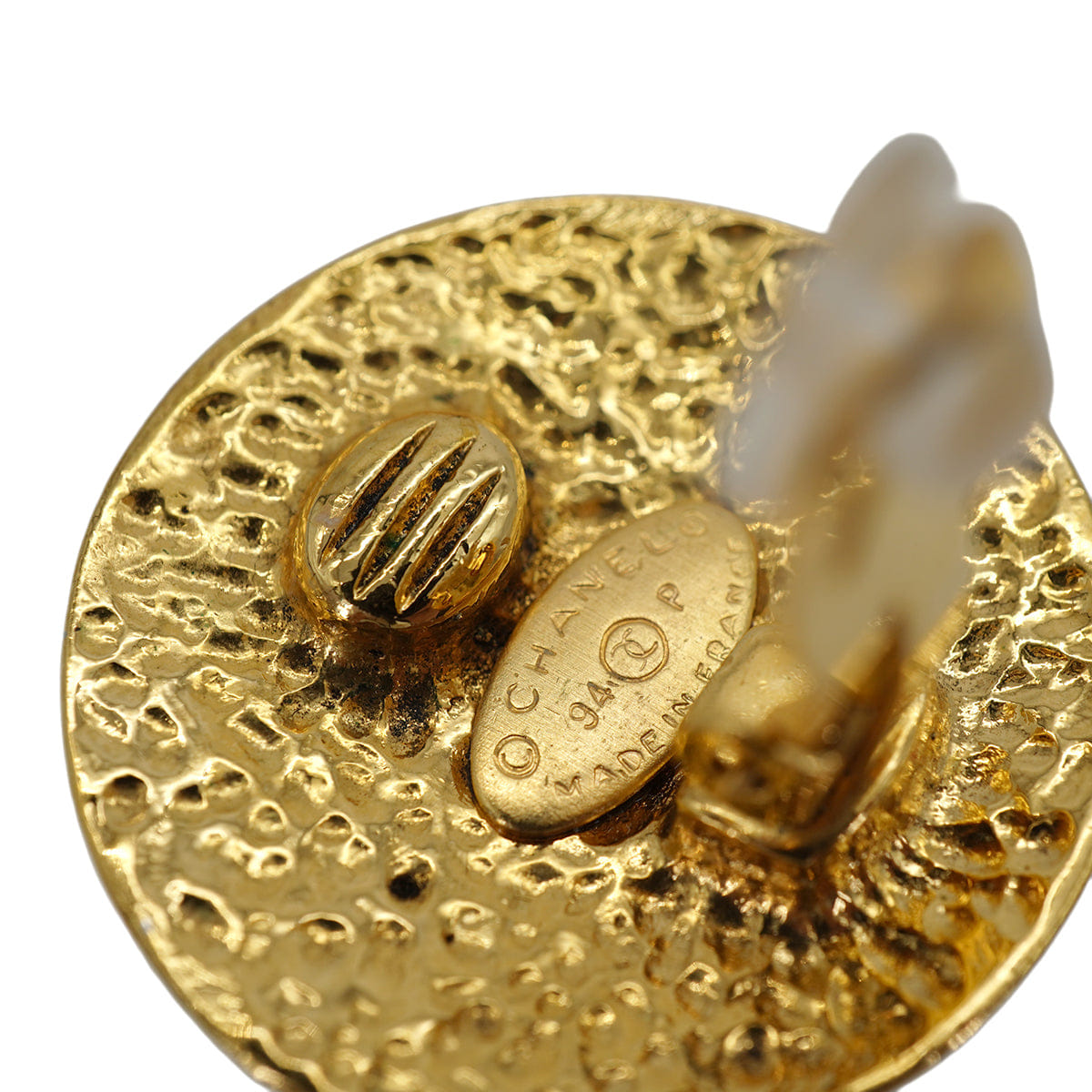 VINTAGE CHANEL EARRINGS MATELASSE COCOMARK ROUND ACCESSORY 94P 90330686