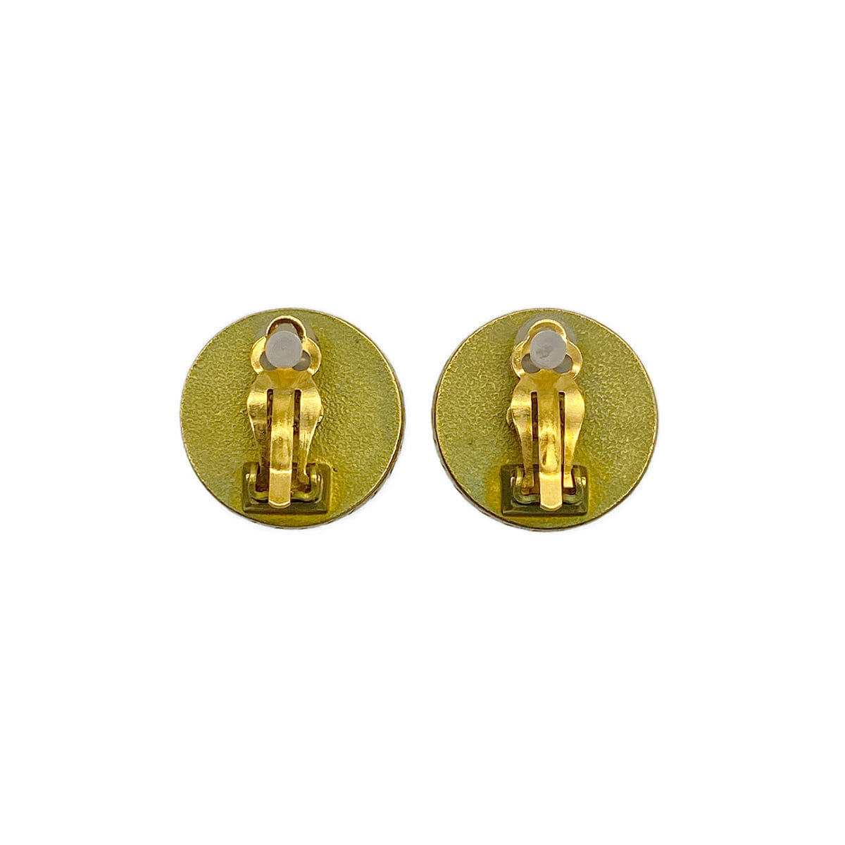 VINTAGE CHANEL EARRINGS COCOMARK ROUND GOLD BLACK ACCESSORY 94A 90322158