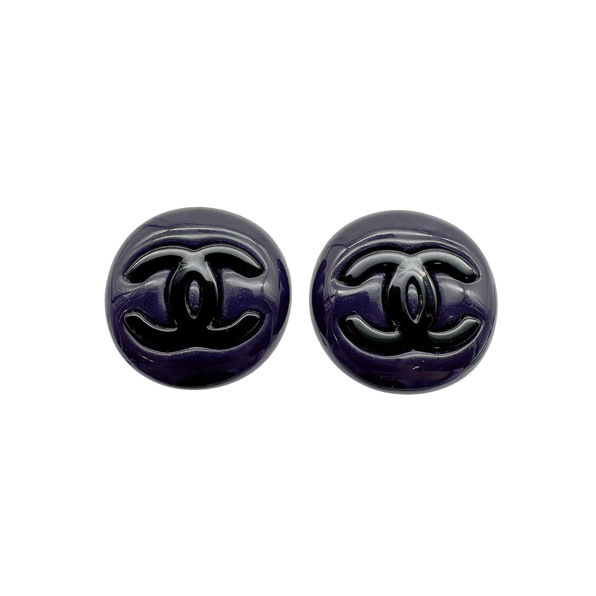 VINTAGE CHANEL EARRINGS COCOMARK NAVY BLACK ACCESSORY 95A 90328942