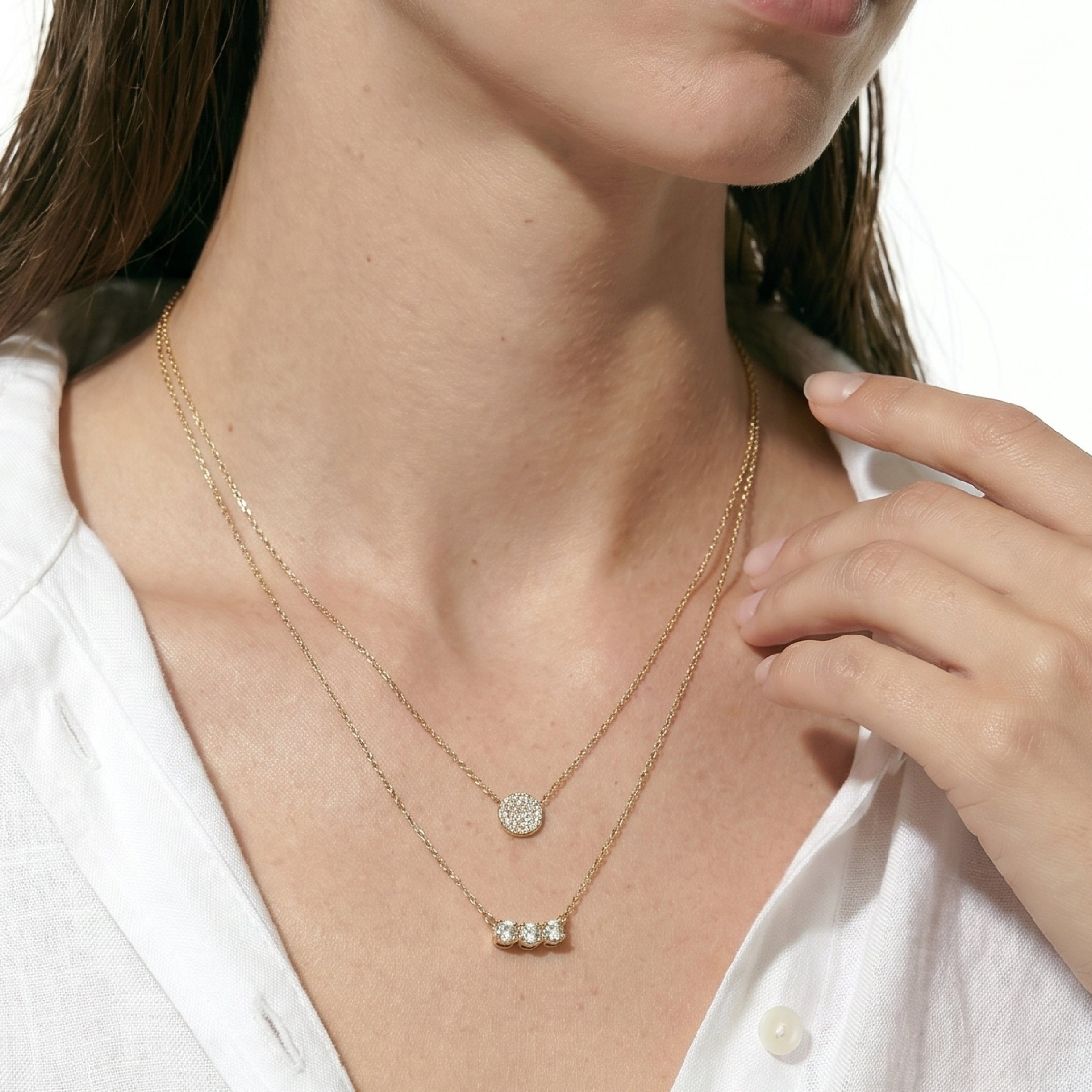 Diamond Dainty Three Stone Diamond Necklace