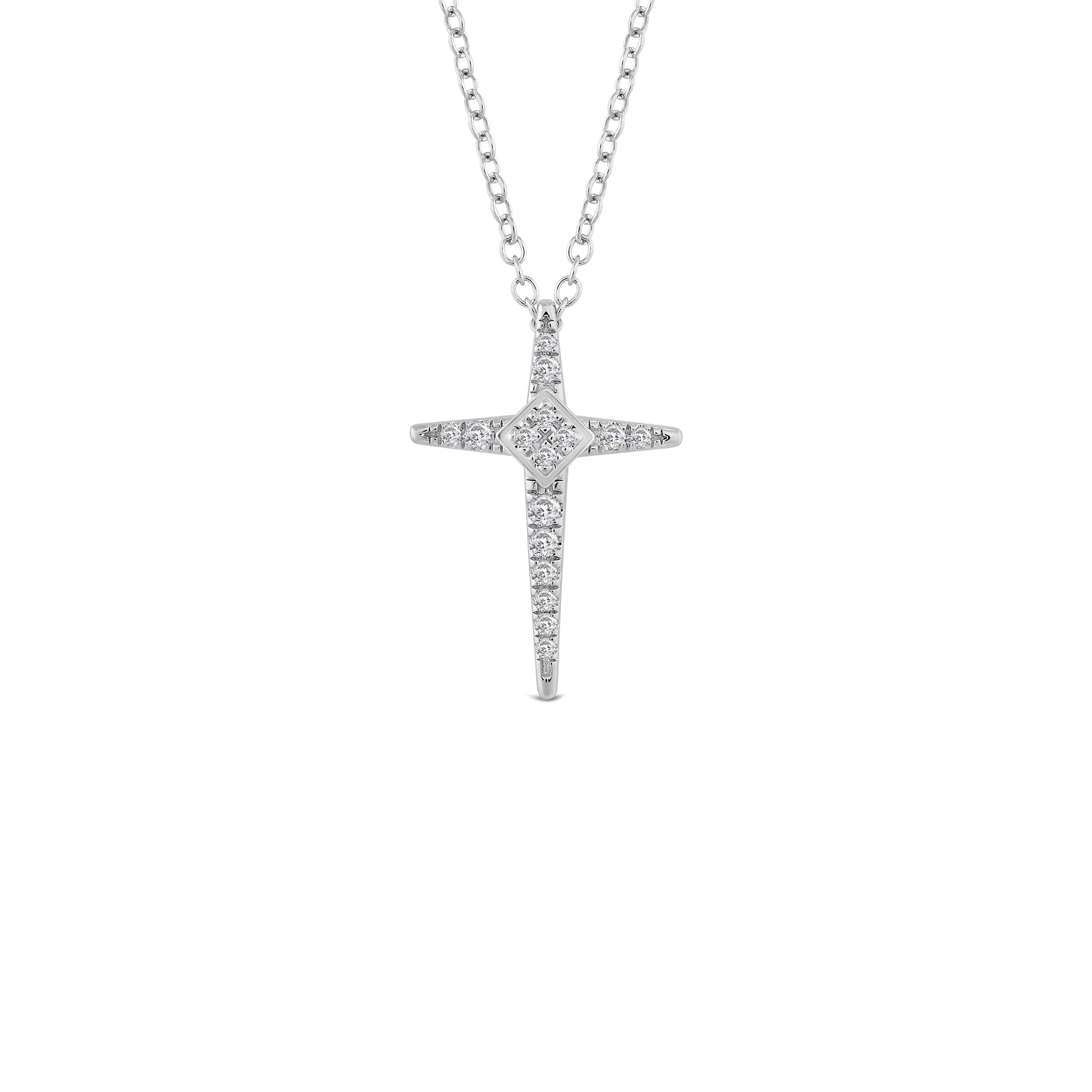 Diamond Pointed Lab Created Diamond Cross Pendant