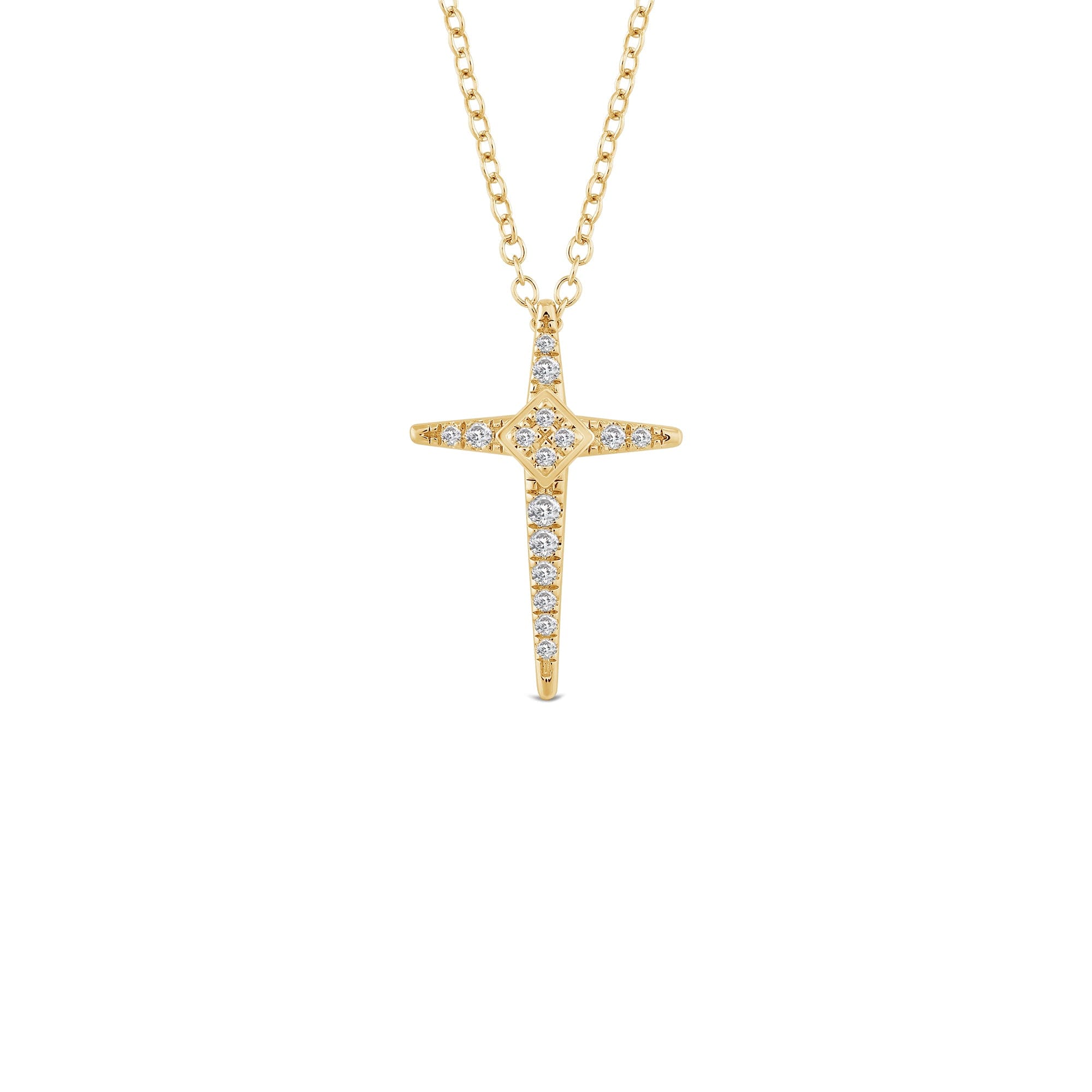 Diamond Pointed Lab Created Diamond Cross Pendant